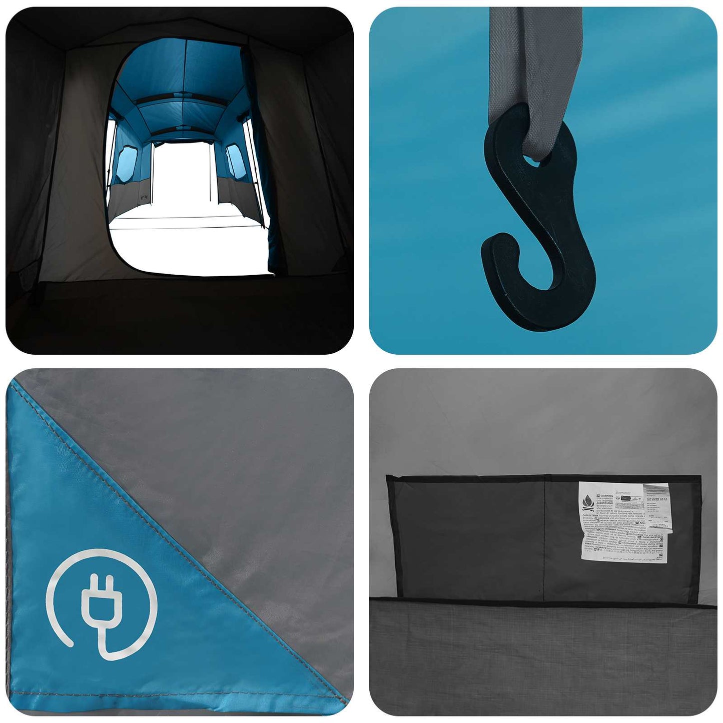 3 person 3-personers Blå 185T Polyester med PU Belegg