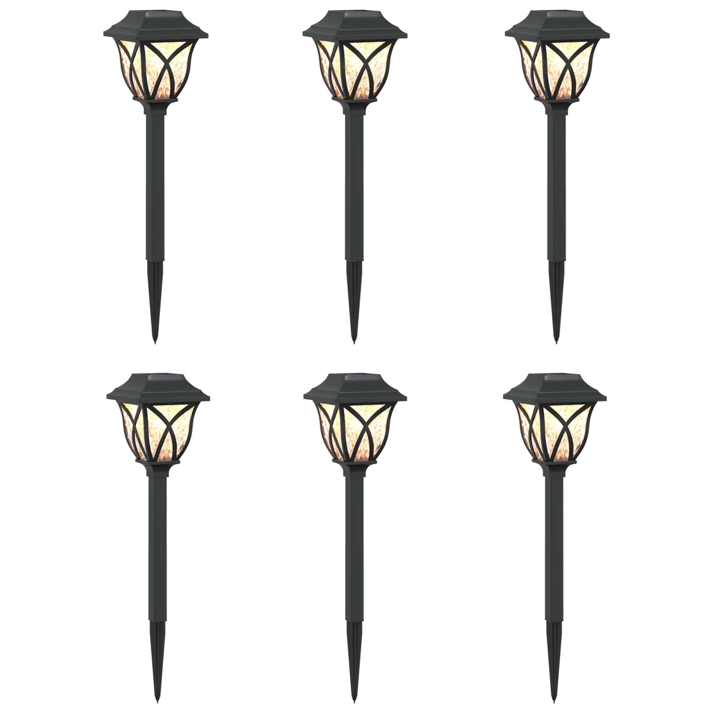 Utendørs sollys med bakkefeste 6 pcs Varmhvit 42 cm PP