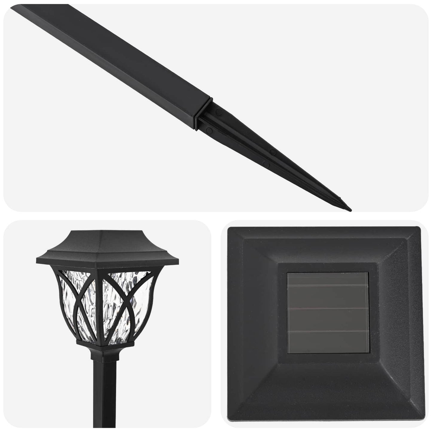 Utendørs sollys med bakkefeste 12 pcs Varmhvit 42 cm PP