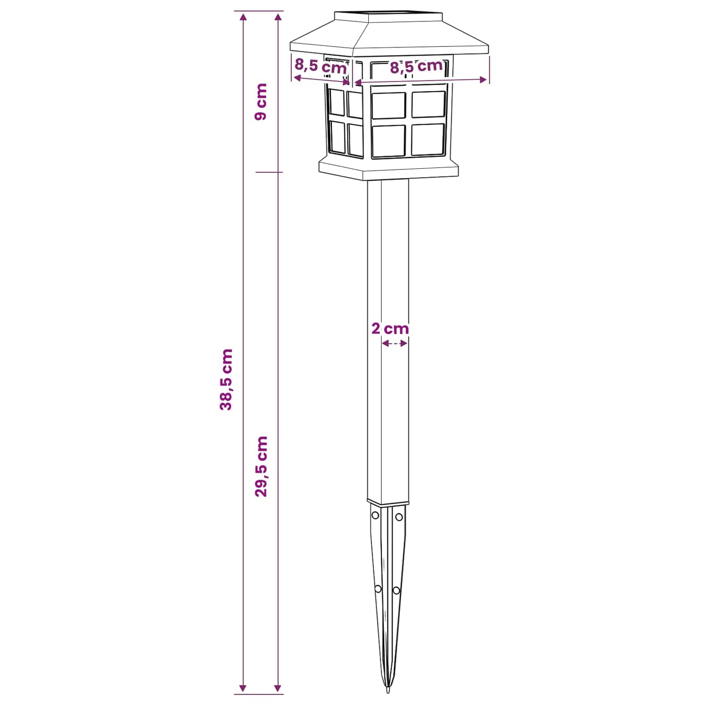 Utendørs sollys med bakkefeste 6 pcs Varmhvit 38,5 cm PP