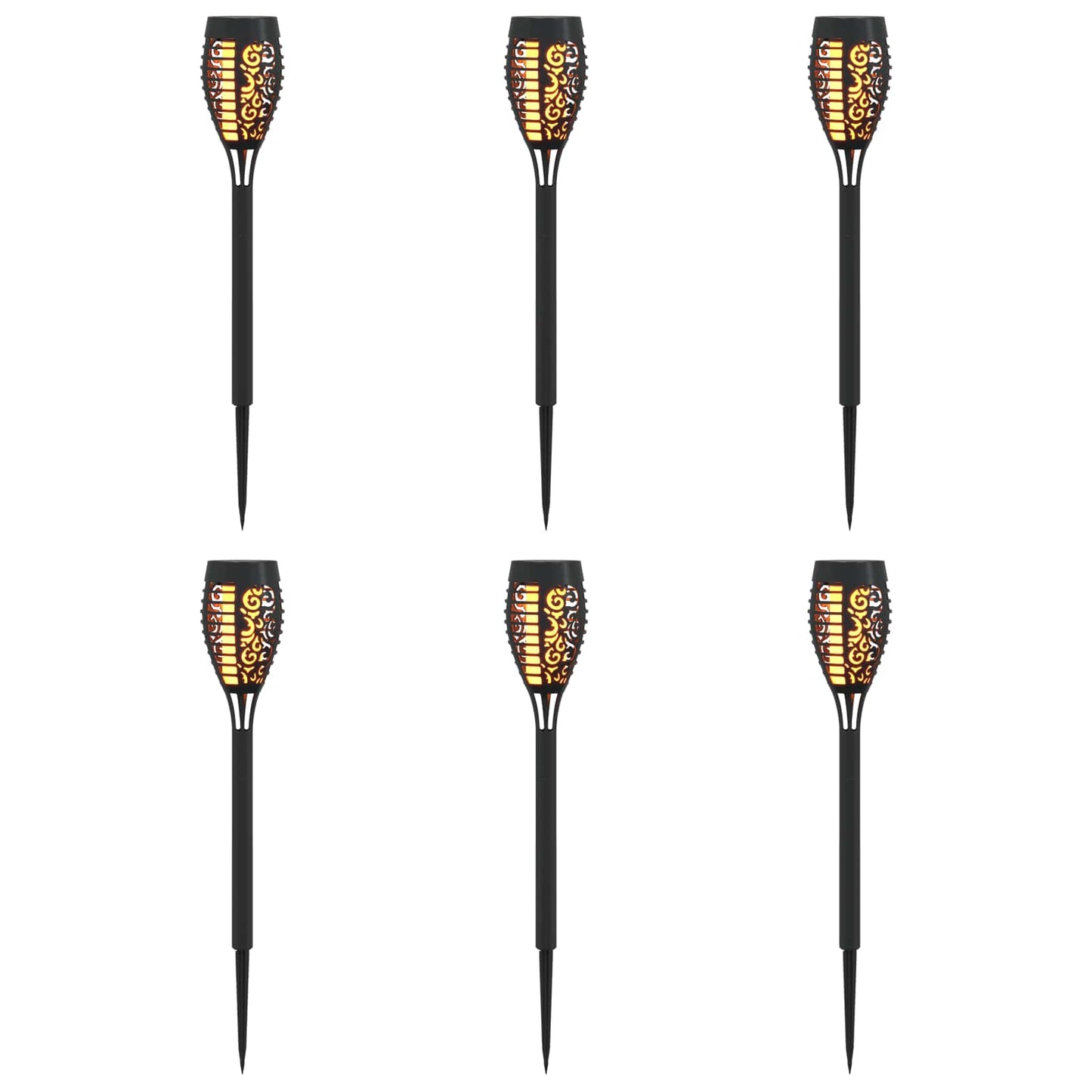 Utendørs sollys med bakkefeste 6 pcs Varmhvit 47,5 cm ABS