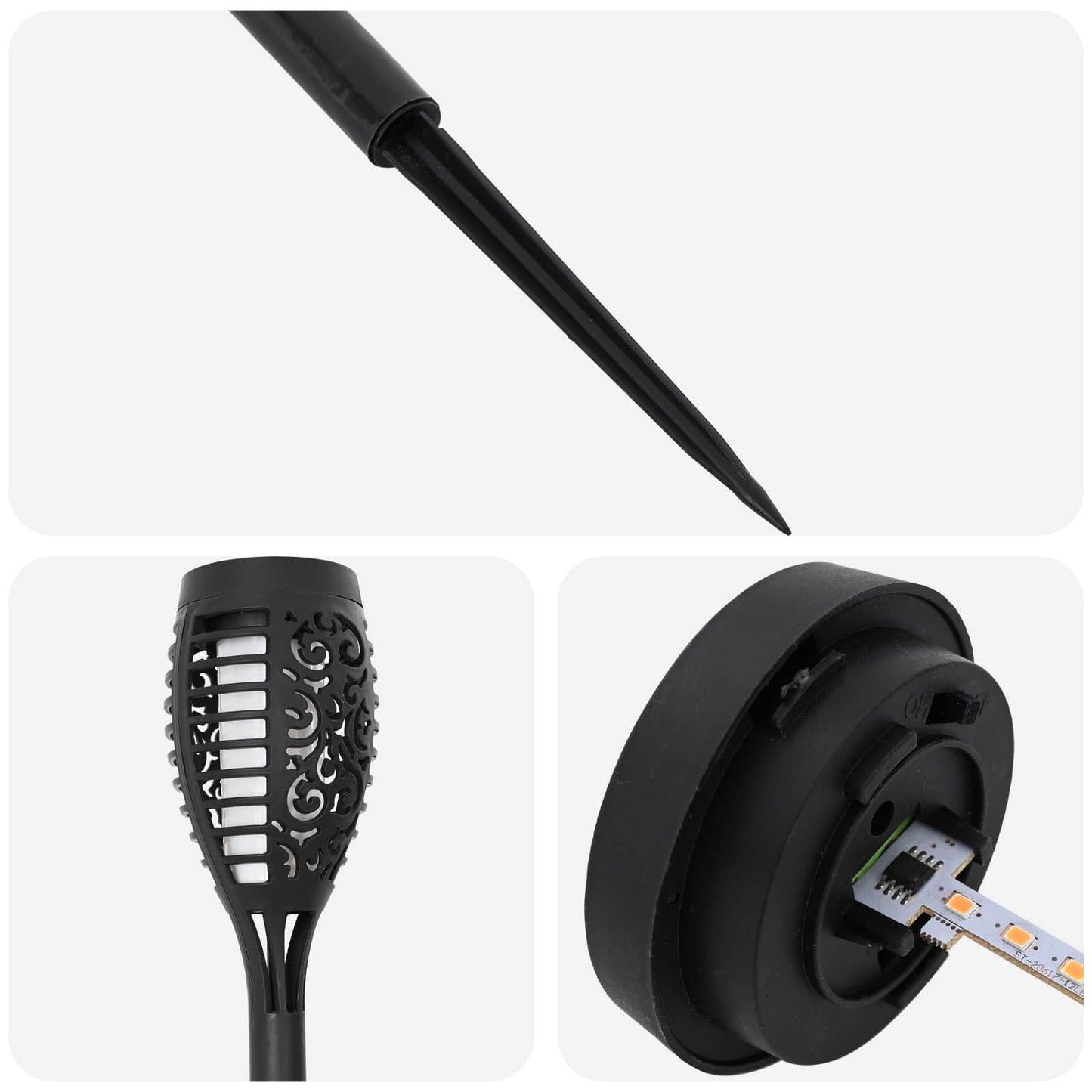 Utendørs sollys med bakkefeste 12 pcs Varmhvit 47,5 cm ABS