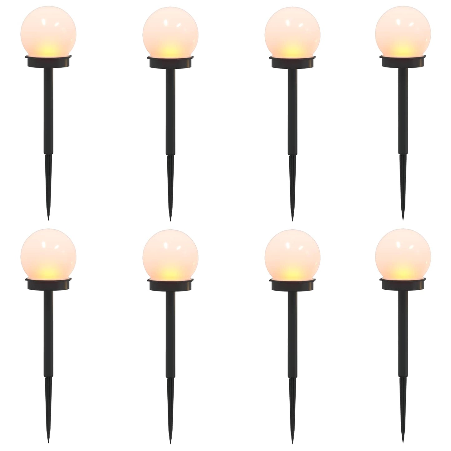 Utendørs sollys med bakkefeste 8 pcs Varmhvit 38,5 cm ABS