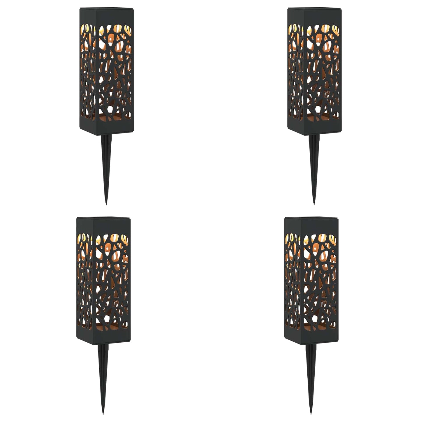 Utendørs sollys med bakkefeste 4 pcs Varmhvit 29 cm PP