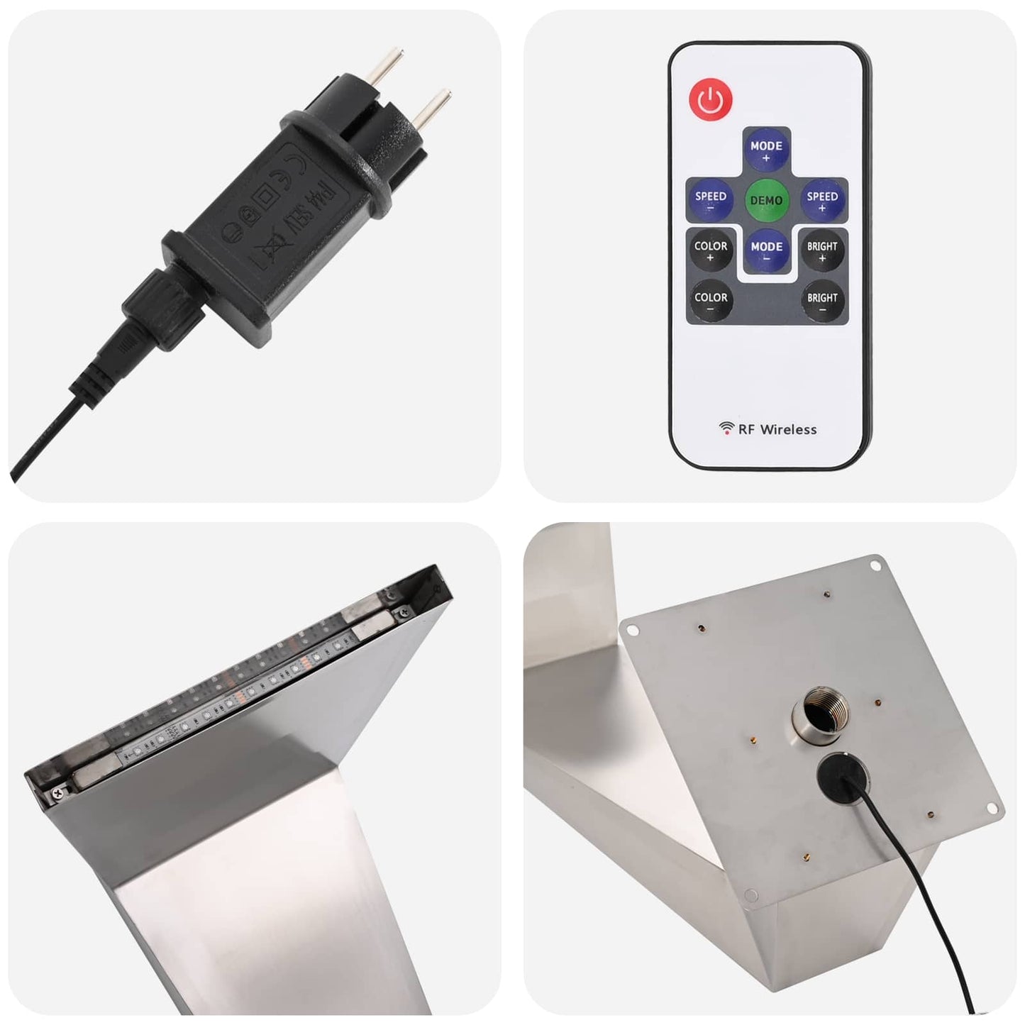 Vannfall til svømmebasseng med RGB LED-lamper Rustfritt stål