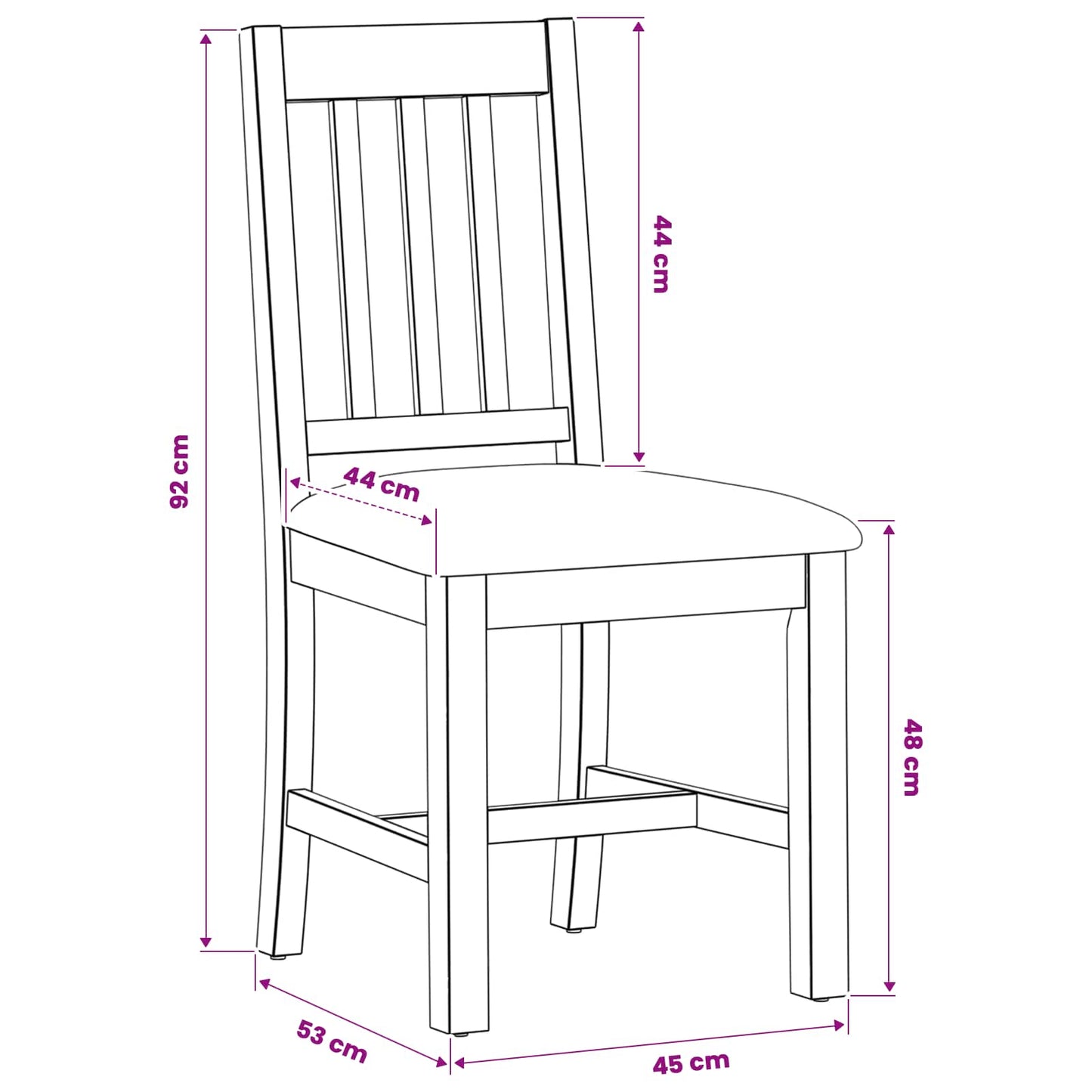 Spisestuestol VENLO 2 pcs Massivt Eiketre Svart 45 x 53 x 92 cm