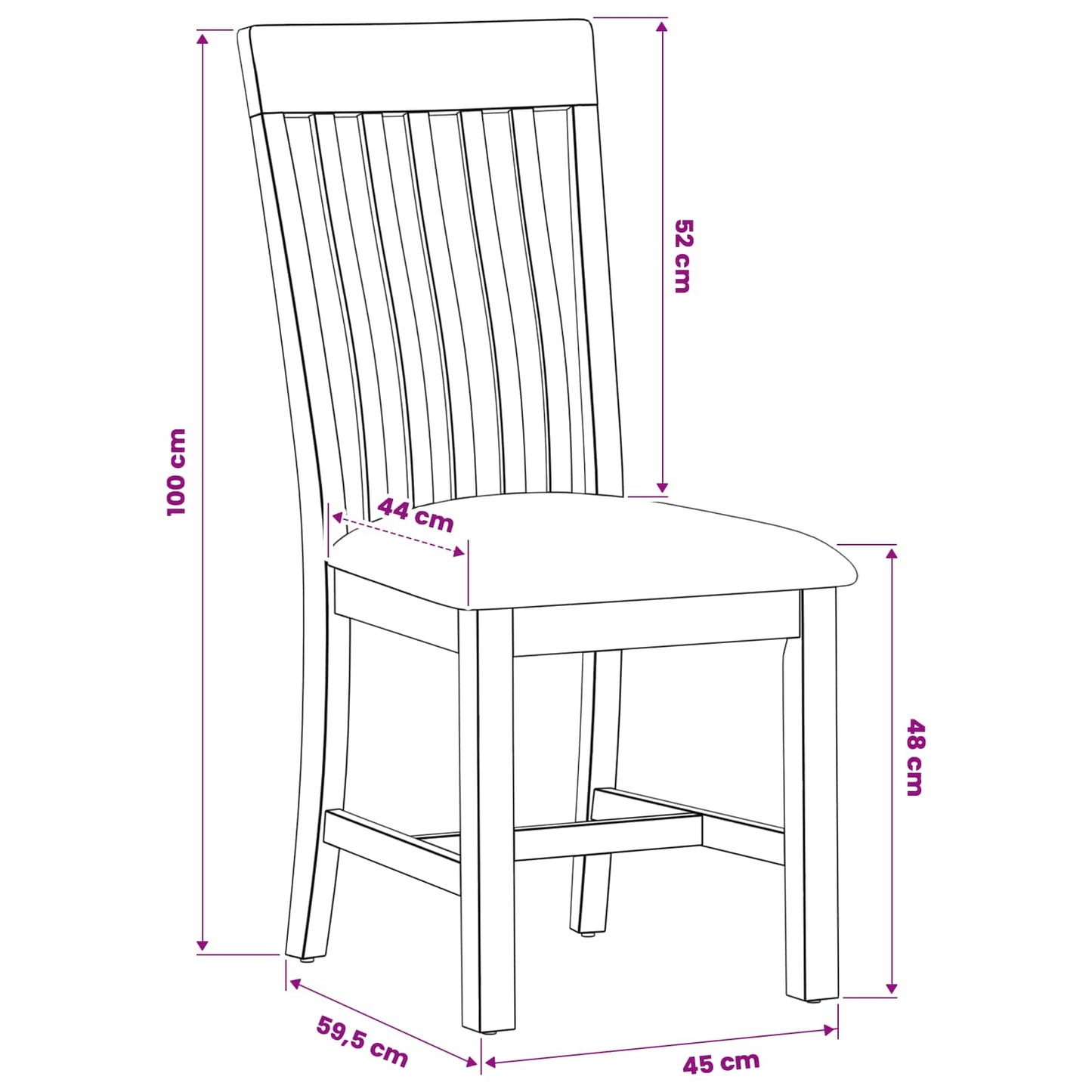 Spisestuestol 2 pcs Massivt Eiketre Grå 45 x 59,5 x 100 cm