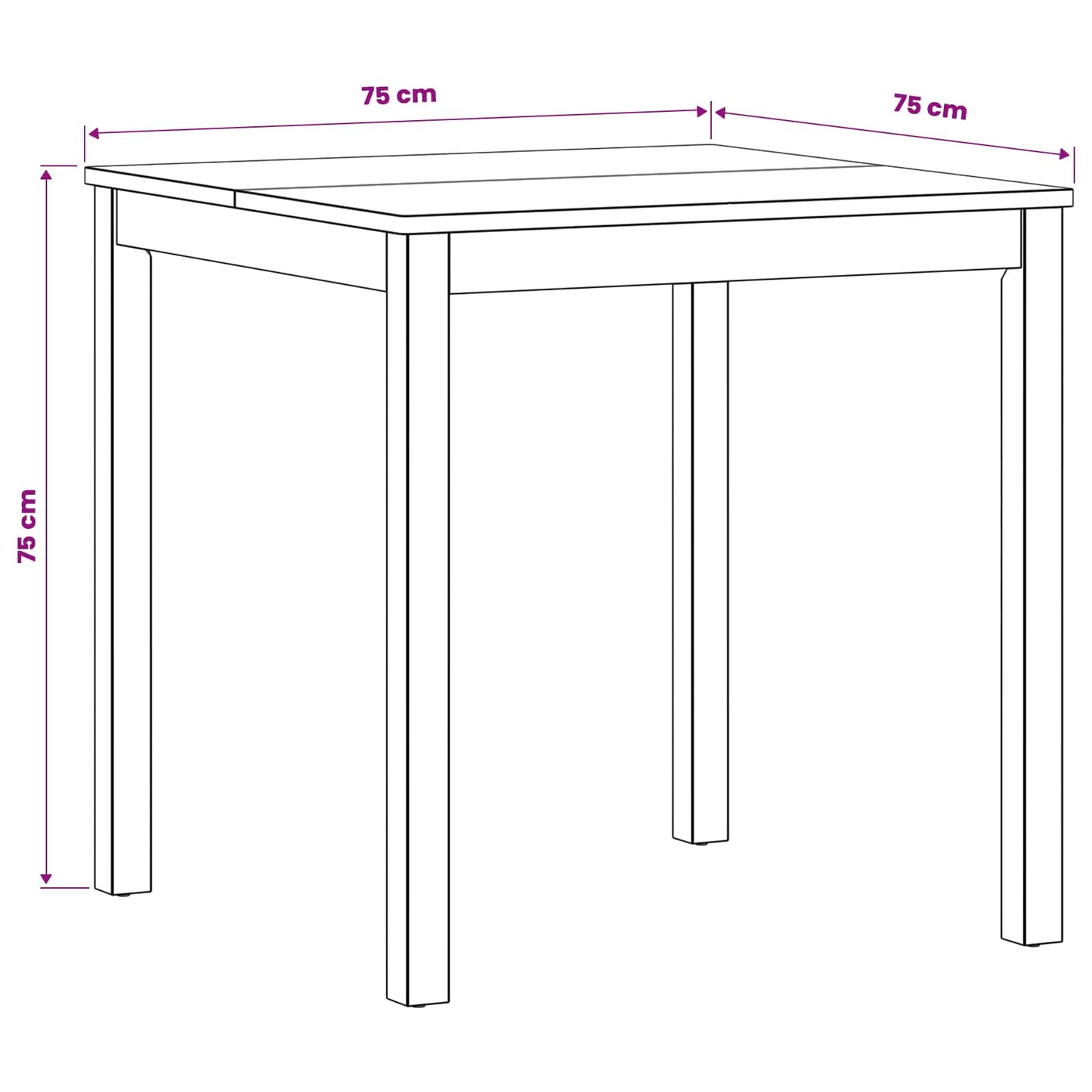 Spisebord 75 x 75 x 75,5 cm Massivt Eiketre Naturlig Torget