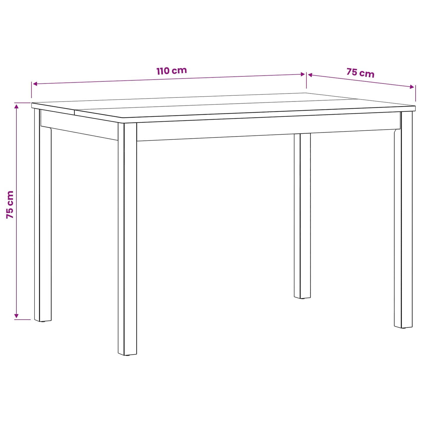 Spisebord 110 x 75 x 75 cm Massivt Eiketre Naturlig Rektangulær