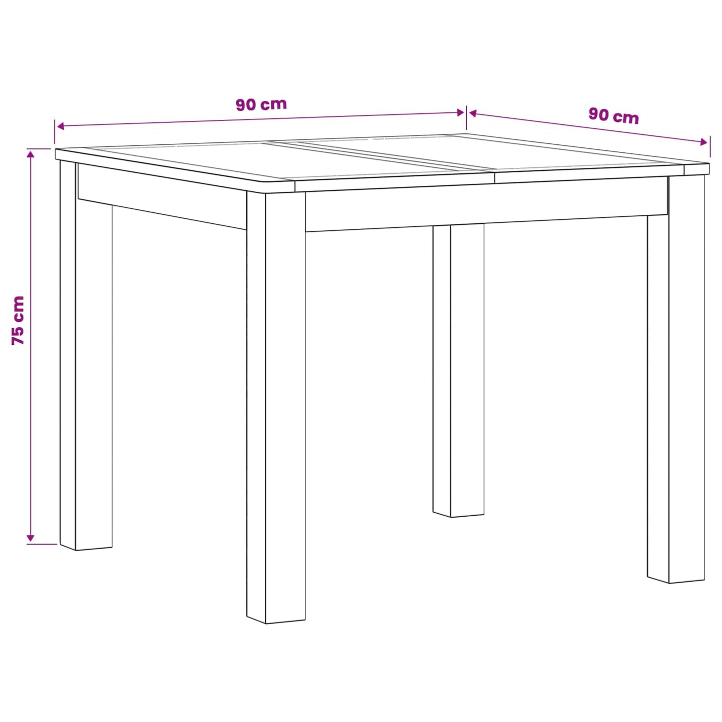 Spisebord 90 x 90 x 75 cm Massivt Eiketre Naturlig Torget