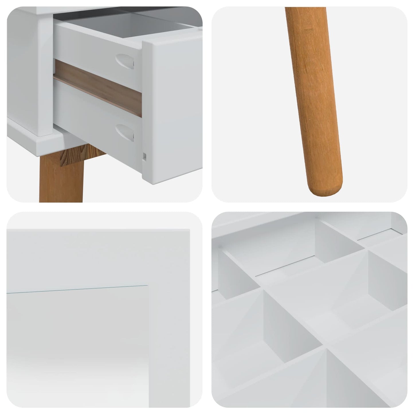 Sminkebordsett FAUSKE 2 pcs Hvit 76 x 50 x 143 cm