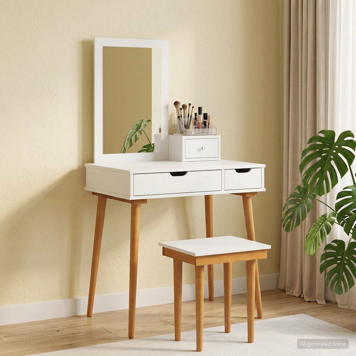 Sminkebordsett FAUSKE 4 pcs Hvit 76 x 50 x 143 cm
