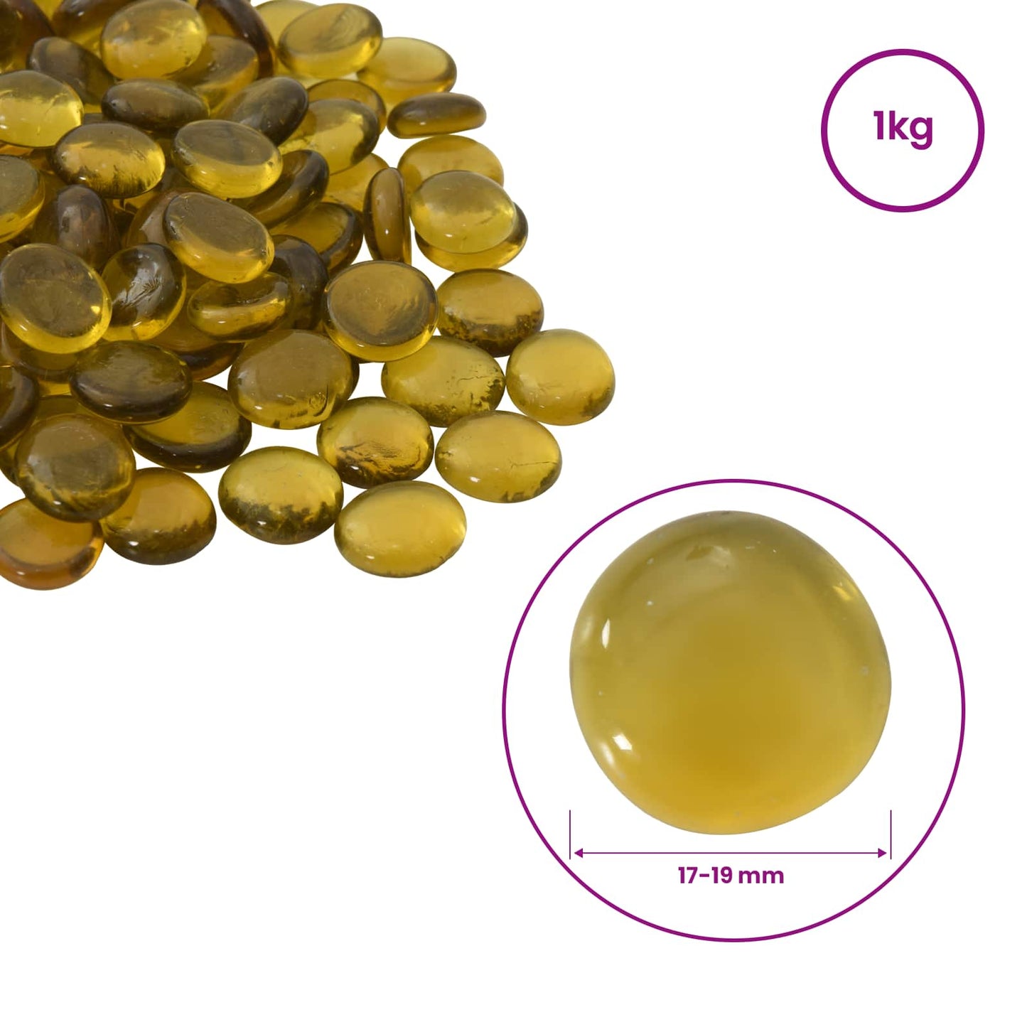 Glassnugget 17-19 mm Gul Glass
