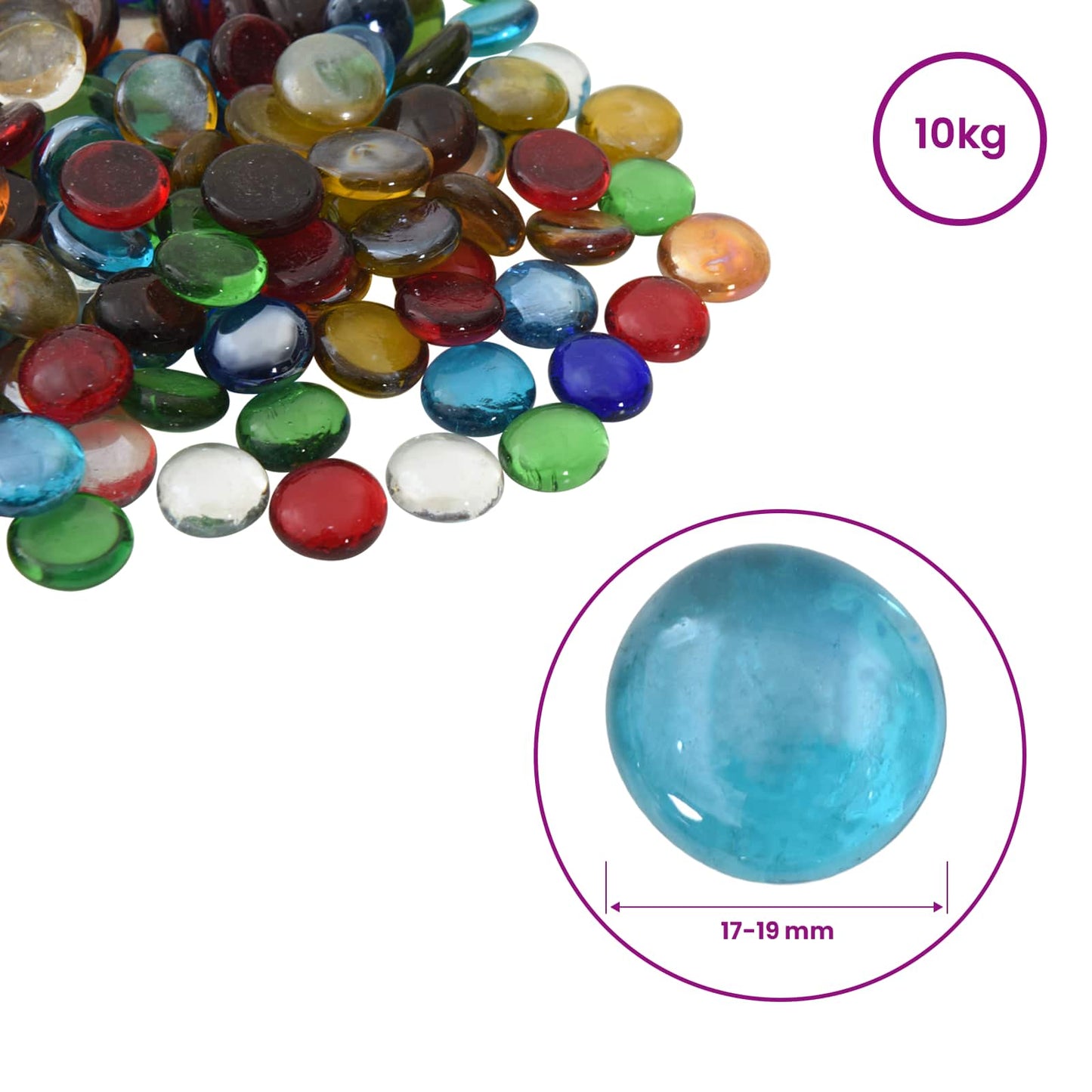 Glassnugget 17-19 mm Flerfarget Glass