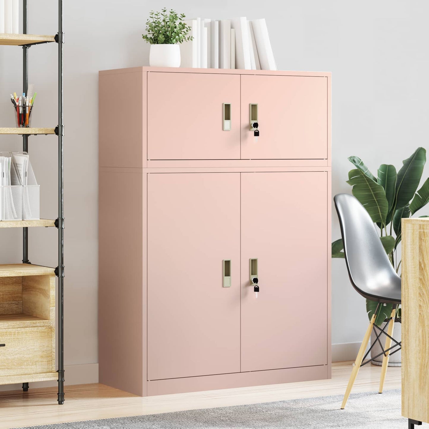 Oppbevaringsskap 2 stk. Rosa 90 x 40 x 130 cm Stål Låsbar