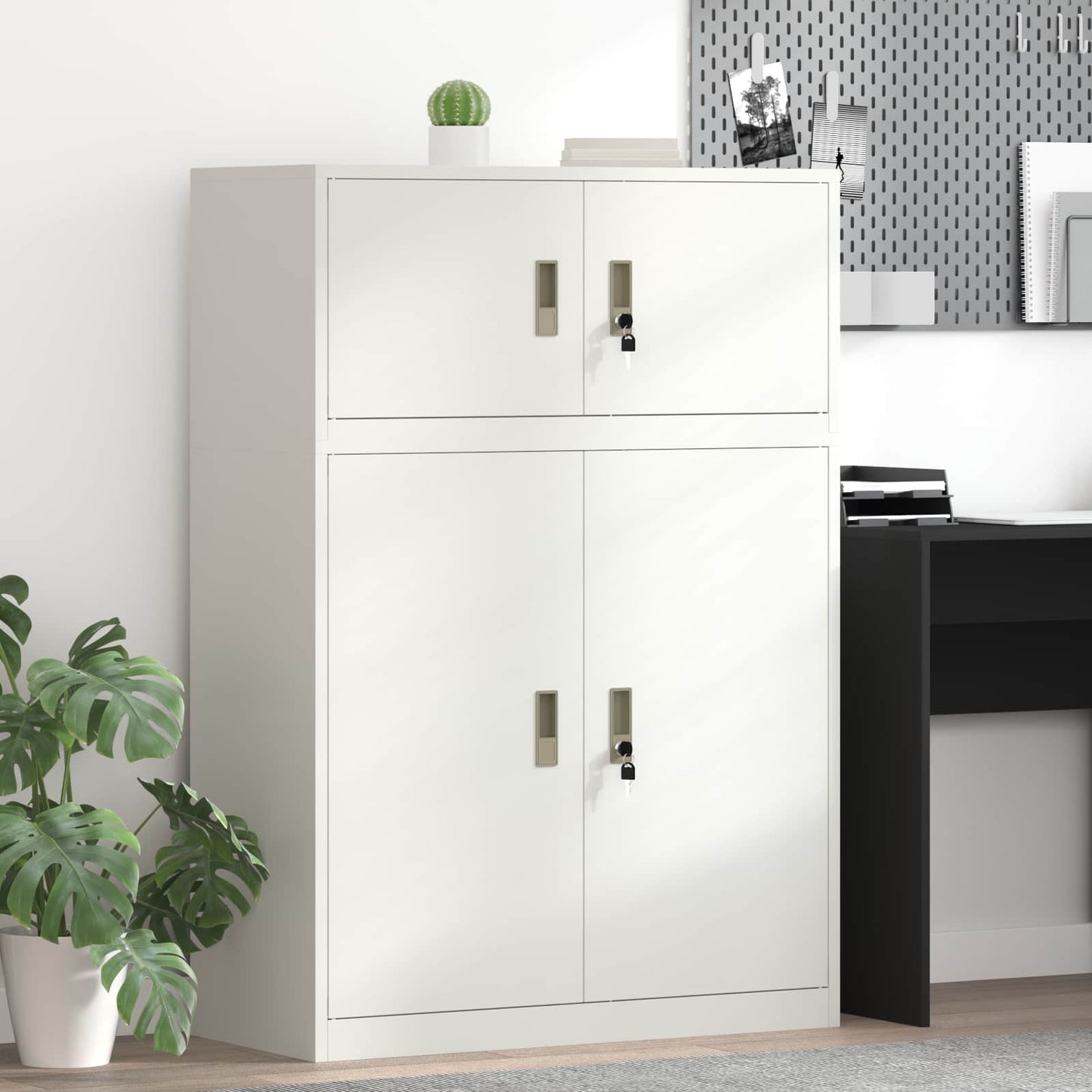 Oppbevaringsskap 2 stk. Hvit 90 x 40 x 130 cm Stål Låsbar