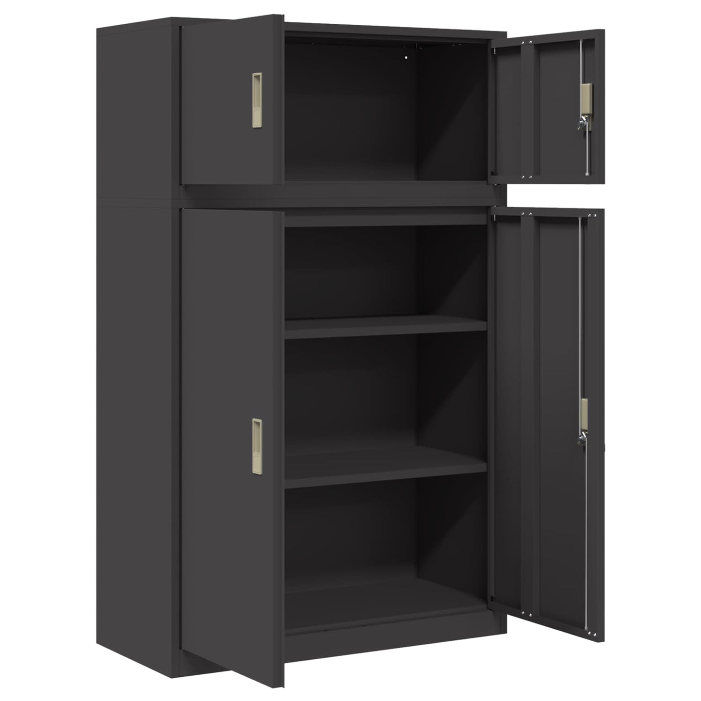 Oppbevaringsskap 2 stk. Svart 90 x 40 x 145 cm Stål Låsbar
