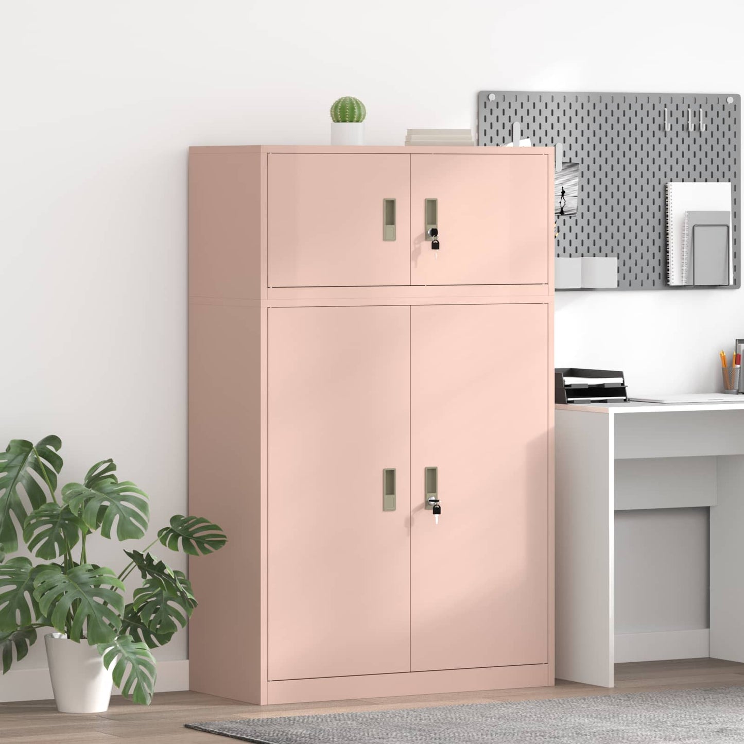 Oppbevaringsskap 2 stk. Rosa 90 x 40 x 145 cm Stål Låsbar