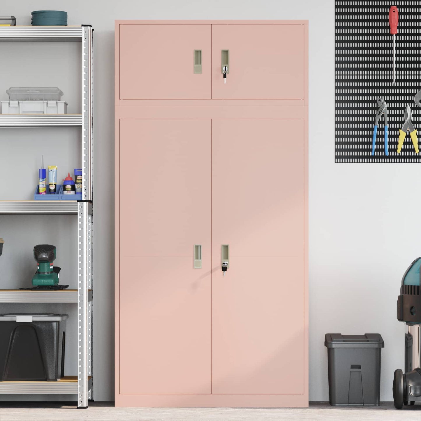 Oppbevaringsskap 2 stk. Rosa 90 x 40 x 180 cm Stål Låsbar