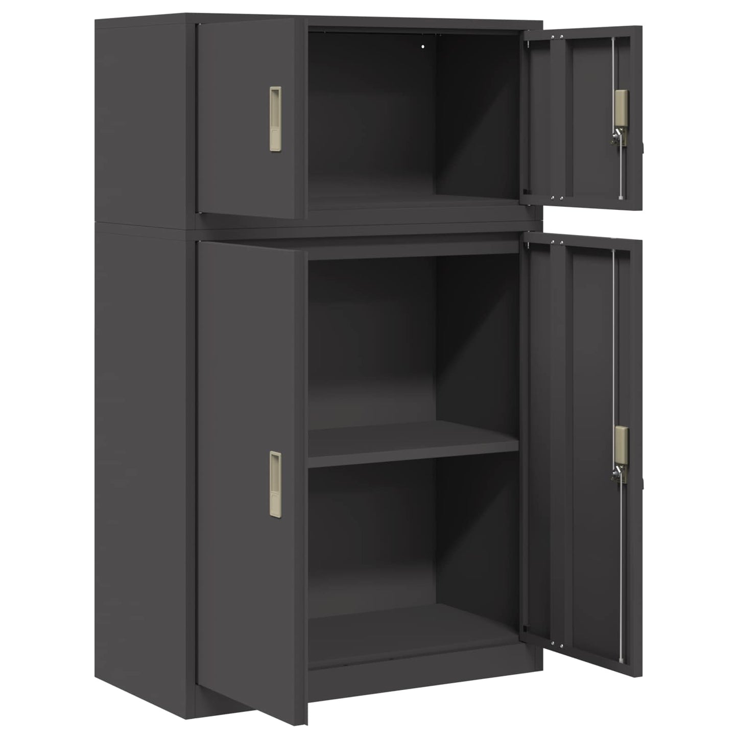 Oppbevaringsskap 2 stk. Svart 80 x 40 x 130 cm Stål Låsbar