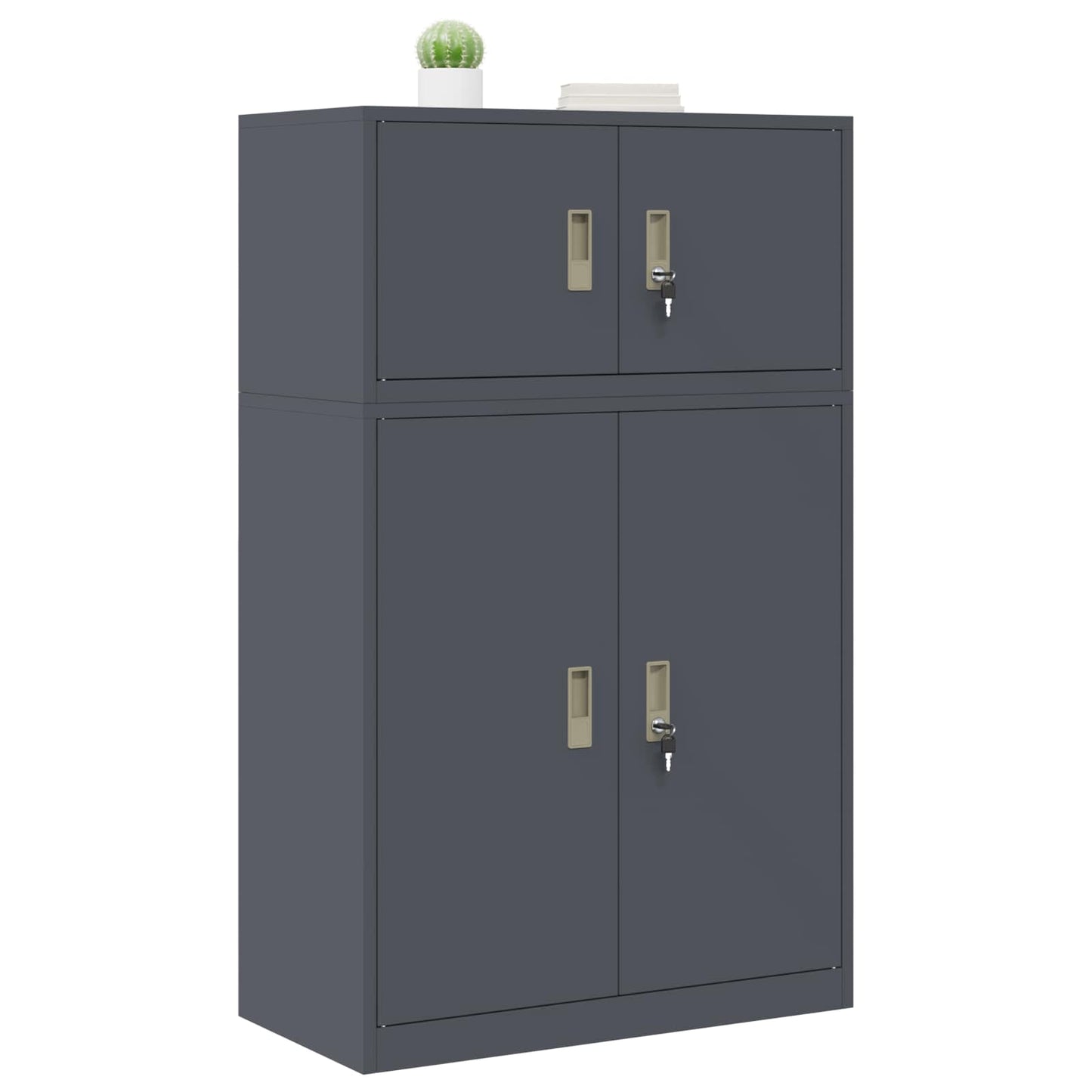 Oppbevaringsskap 2 stk. Antrasitt 80 x 40 x 130 cm Stål Låsbar