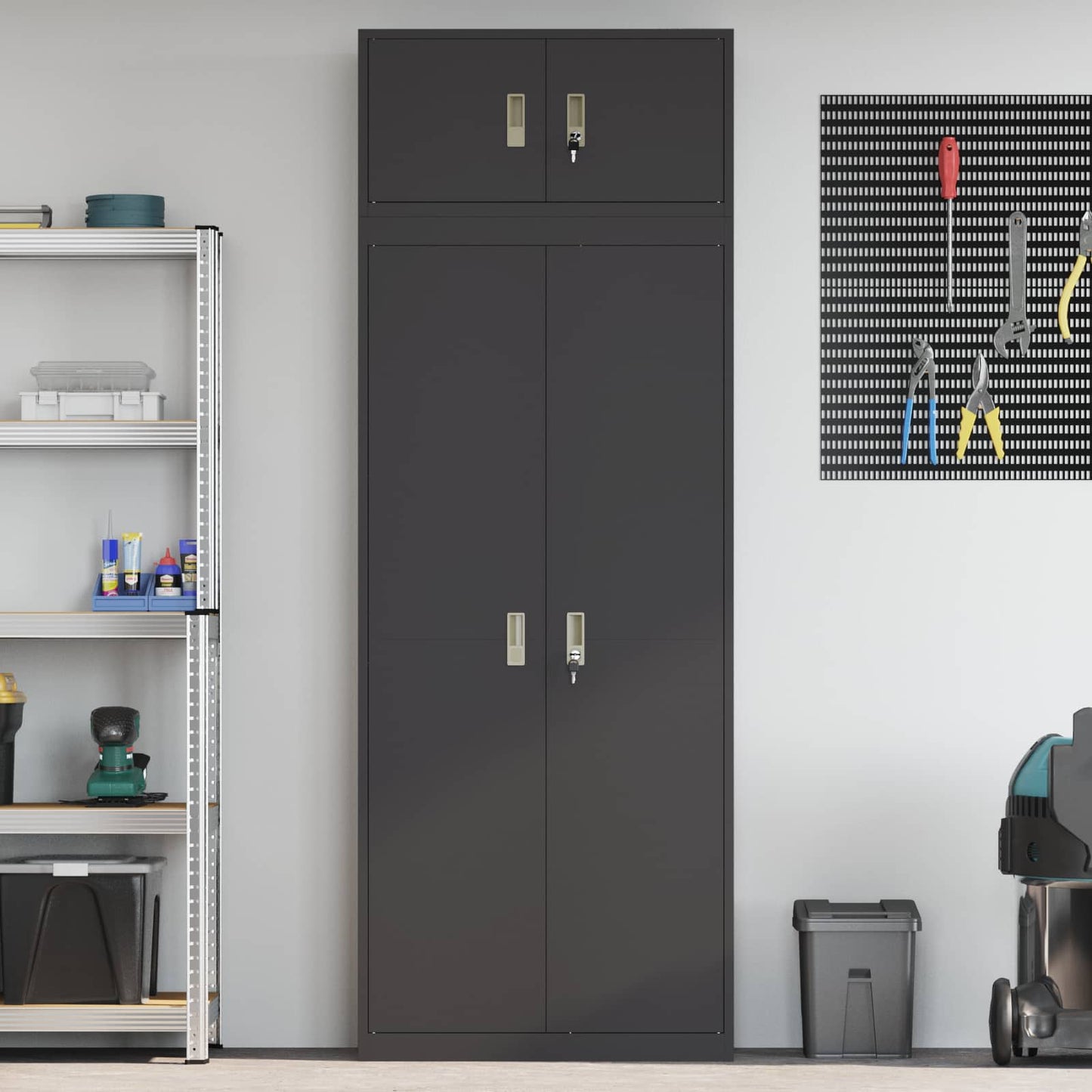 Oppbevaringsskap 2 stk. Svart 80 x 40 x 220 cm Stål Låsbar