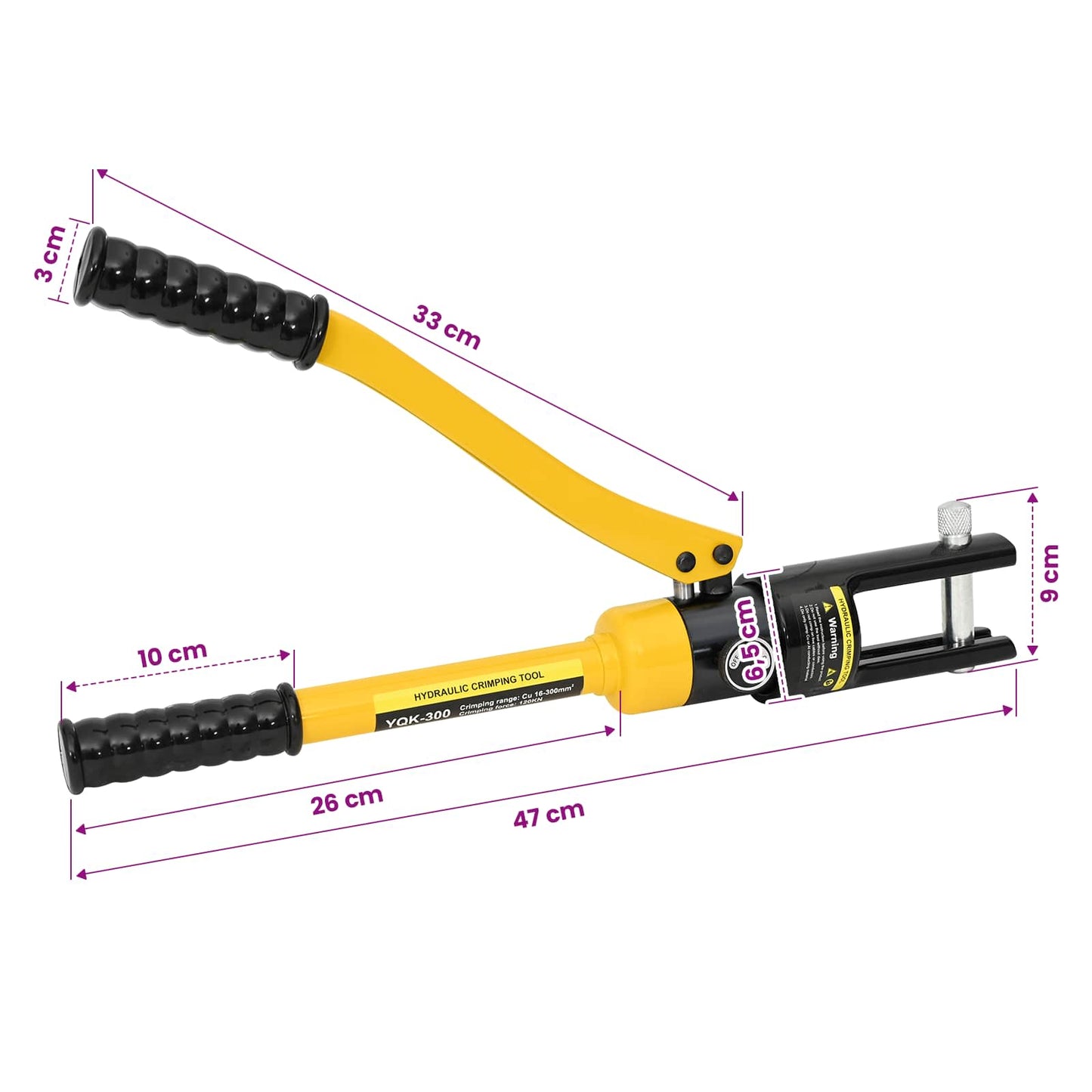 Hydraulisk kabelklemverktøy 12 T 10-300 mm² Stål
