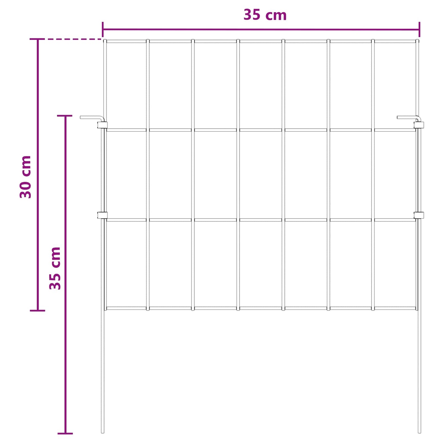 Hagefence med spyd 24 stk. 35 x 30 cm Galvanisert stål Sølv