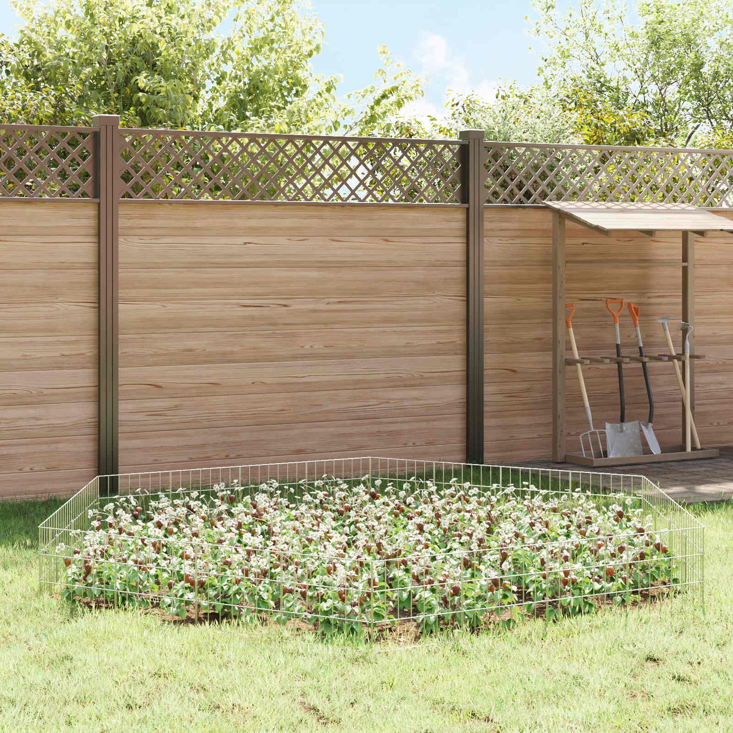 Hagefence med spyd 48 stk. 35 x 30 cm Galvanisert stål Sølv