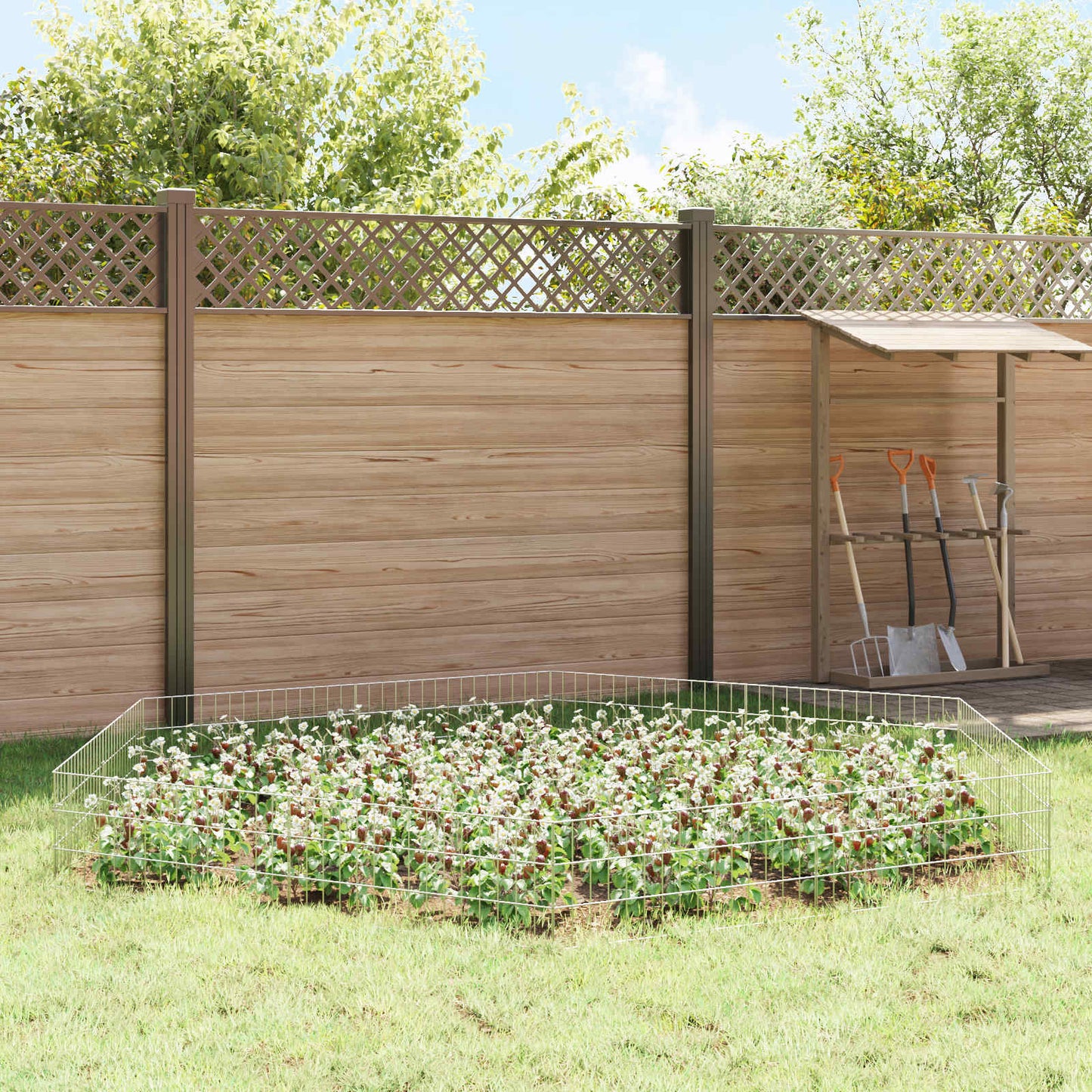Hagefence med spyd 12 stk. 75 x 30 cm Galvanisert stål Sølv