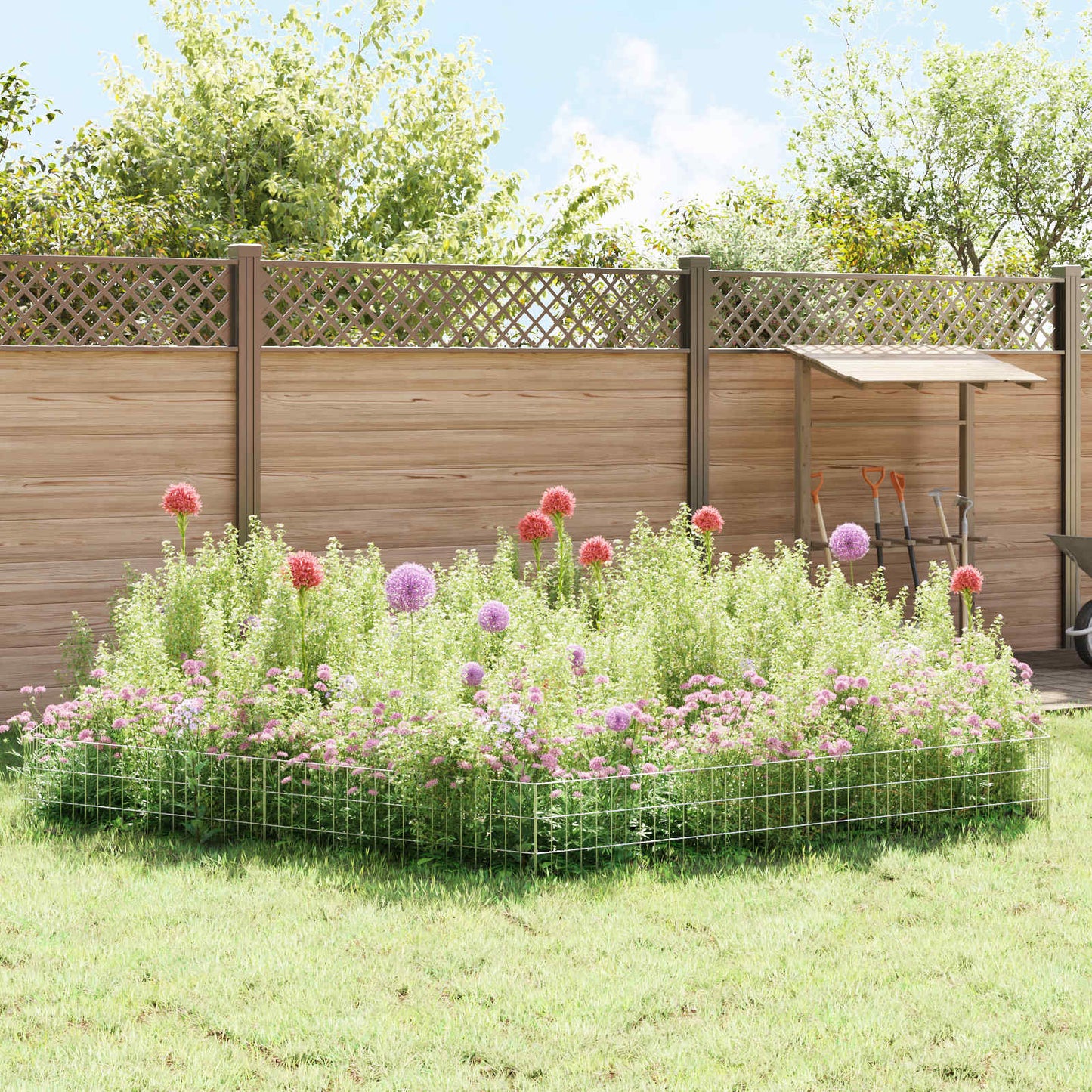Hagefence med spyd 24 stk. 95 x 30 cm Galvanisert stål Sølv