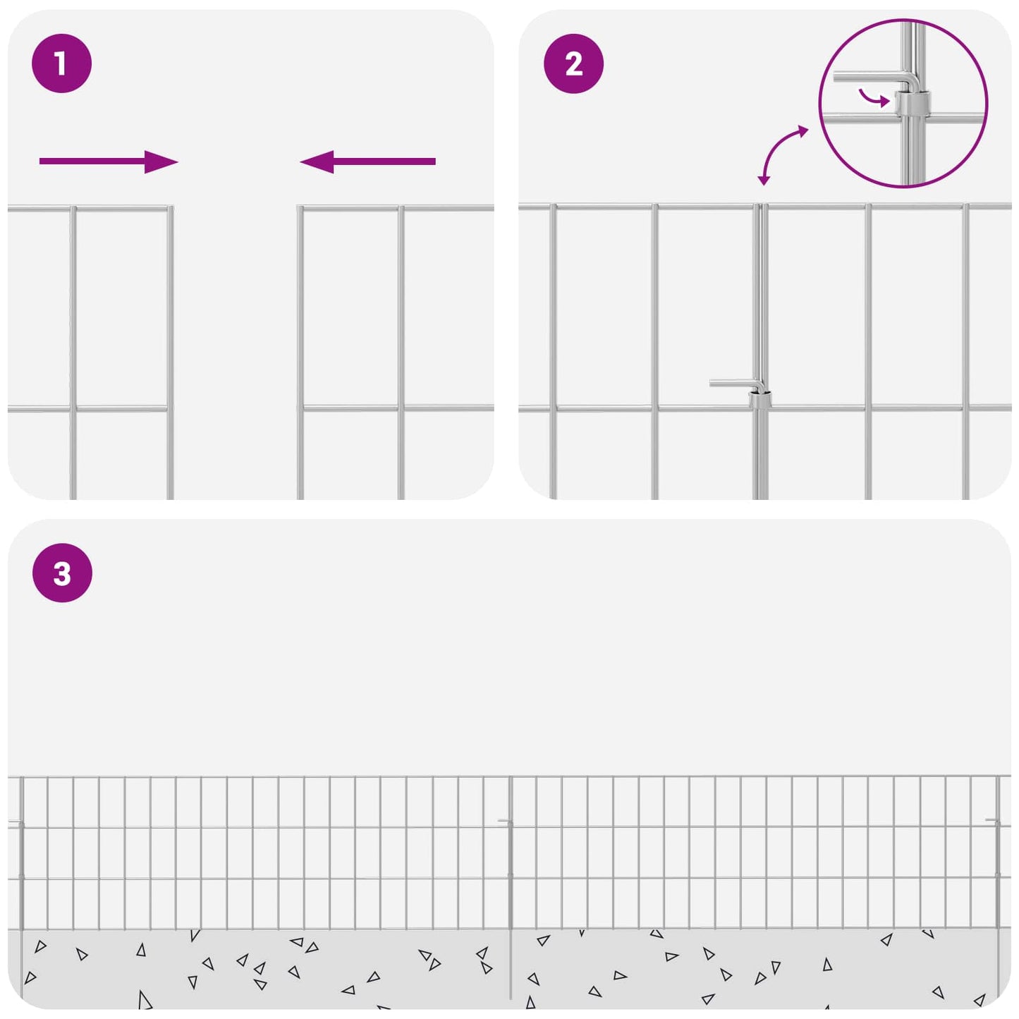 Hagefence med spyd 24 stk. 95 x 30 cm Galvanisert stål Sølv