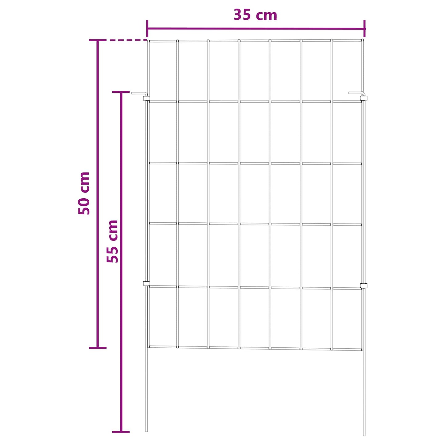 Hagefence med spyd 12 stk. 35 x 50 cm Galvanisert stål Sølv
