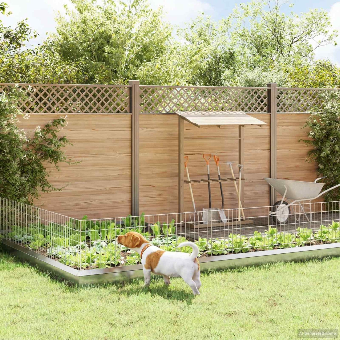 Hagefence med spyd 24 stk. 35 x 50 cm Galvanisert stål Sølv