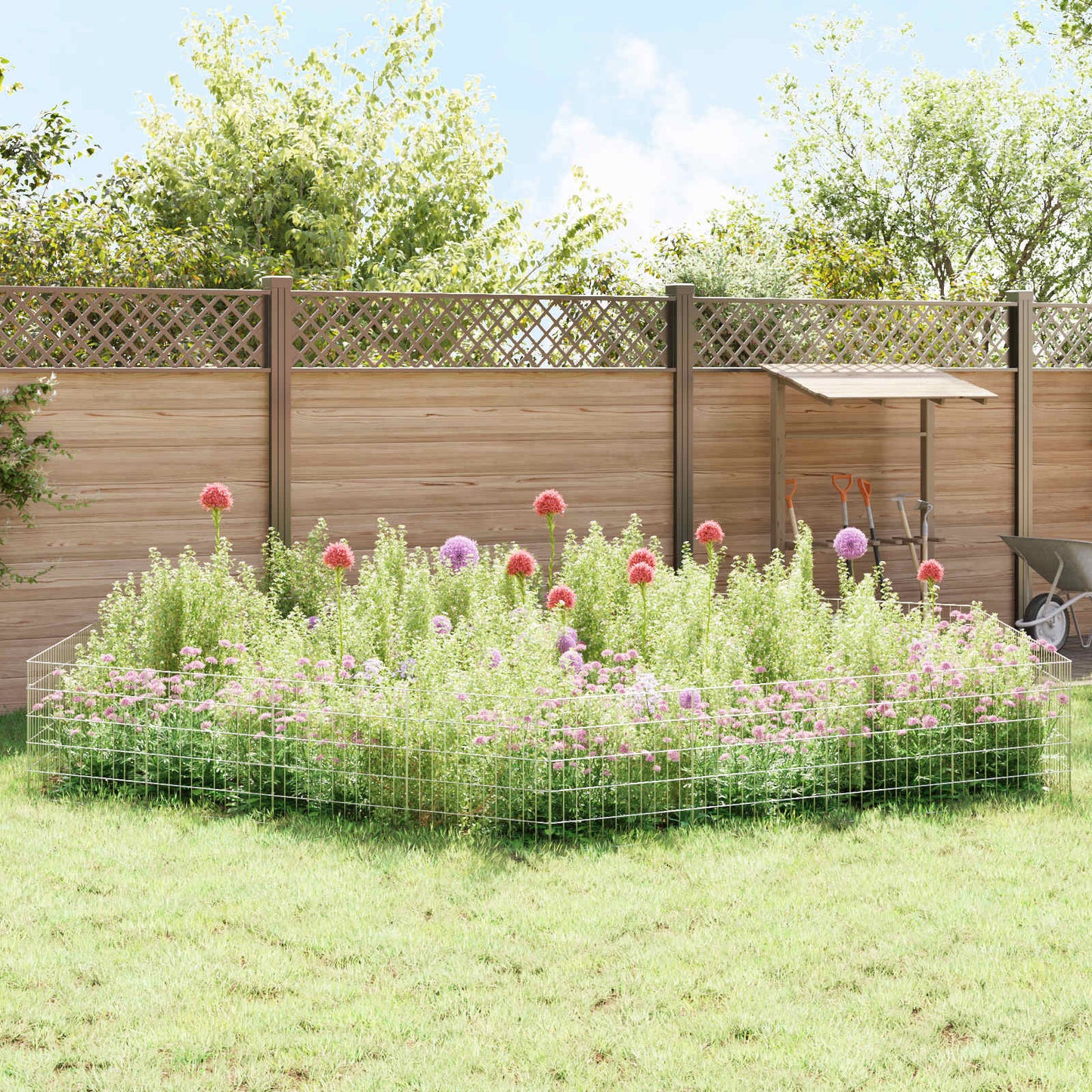 Hagefence med spyd 12 stk. 55 x 50 cm Galvanisert stål Sølv