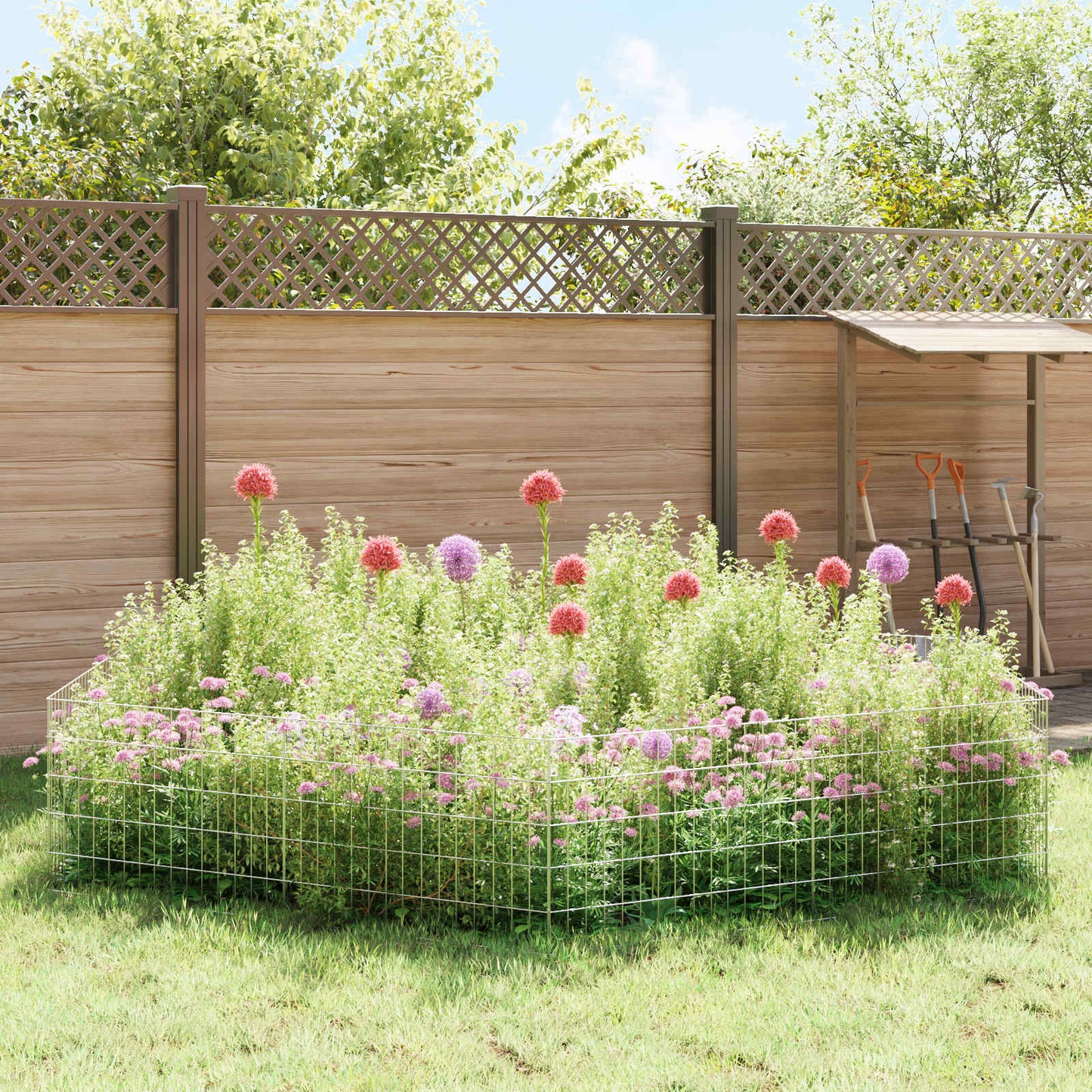 Hagefence med spyd 24 stk. 75 x 50 cm Galvanisert stål Sølv