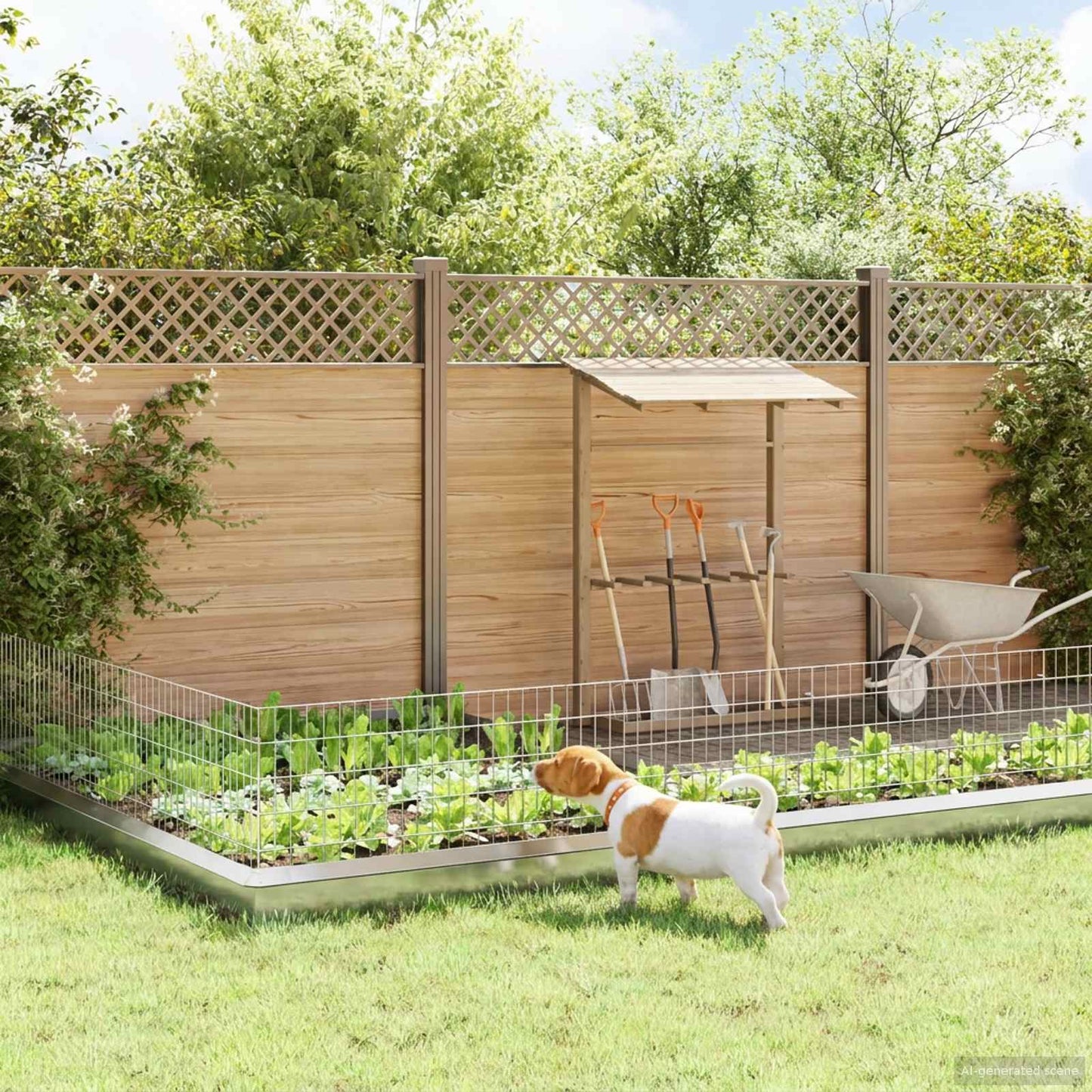 Hagefence med spyd 24 stk. 95 x 50 cm Galvanisert stål Sølv