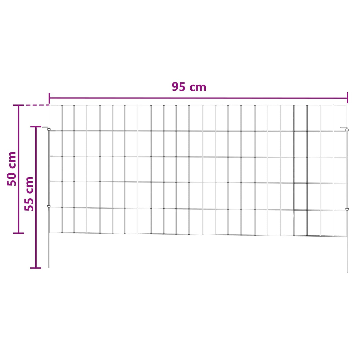 Hagefence med spyd 12 stk. 115 x 50 cm Galvanisert stål Sølv