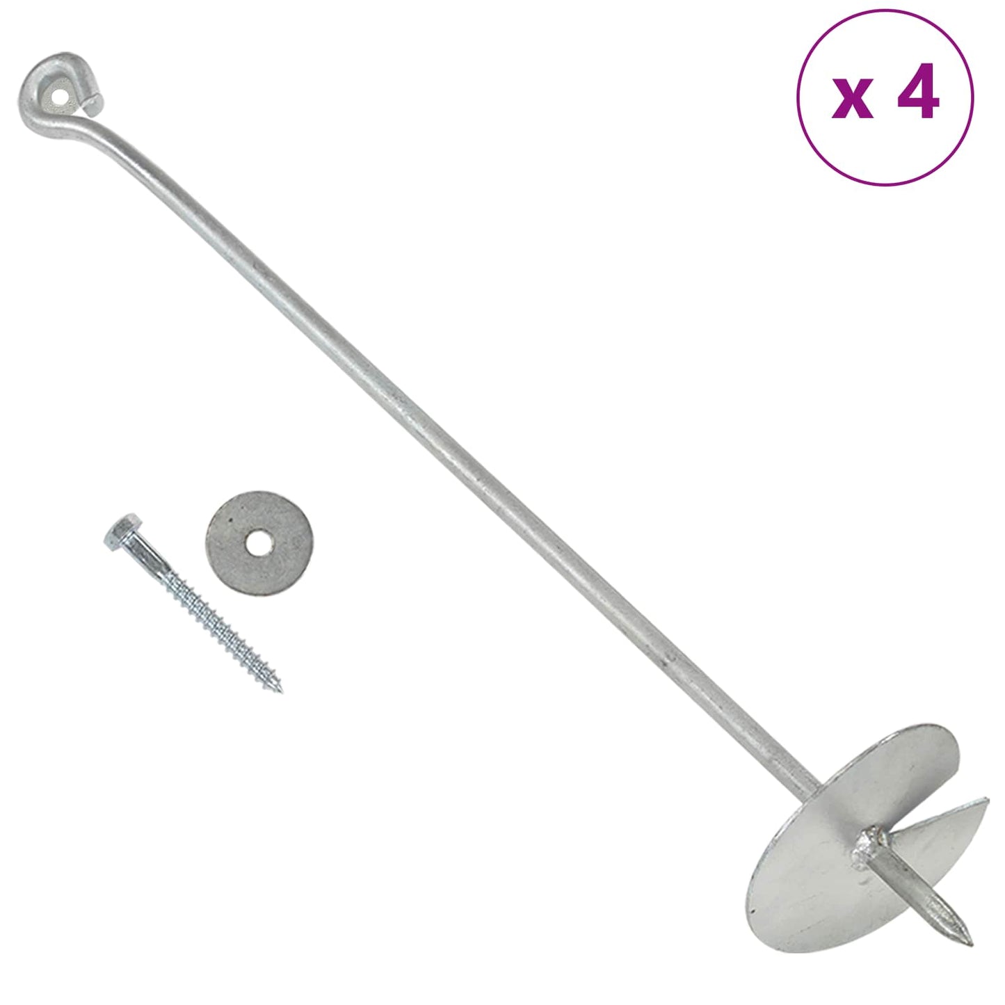 Jordanker 4 pcs Sølv Ø10 x 60 cm Galvanisert metall