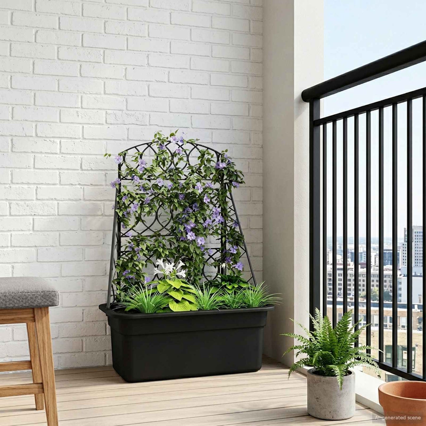 Plantekasse med espalier Antrasitt 58 x 29 x 78 cm PP