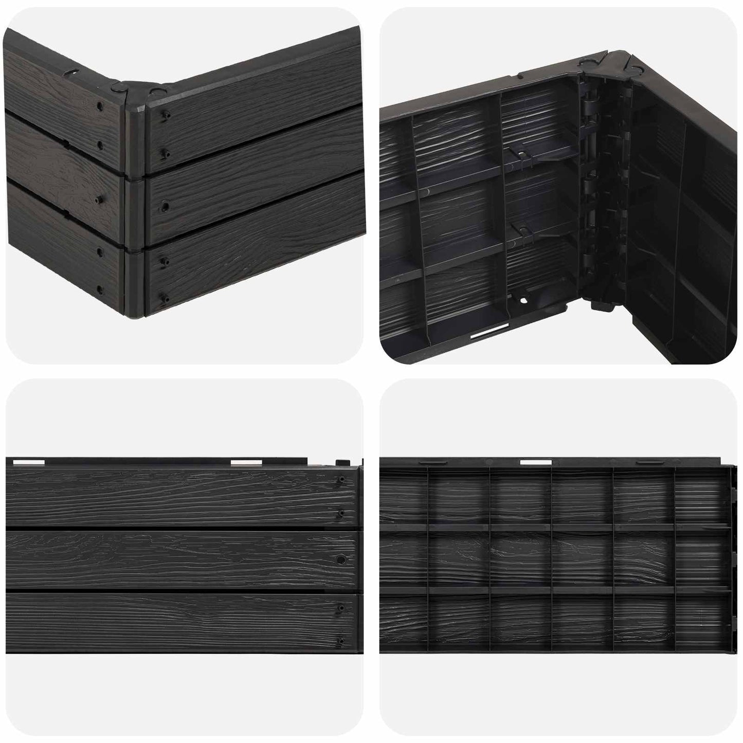 Hevet bed Svart 75,5 x 75,5 x 25 cm PP