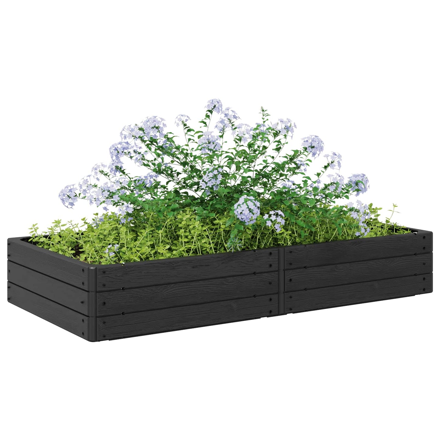 Hevet bed Svart 151 x 75,5 x 25 cm PP