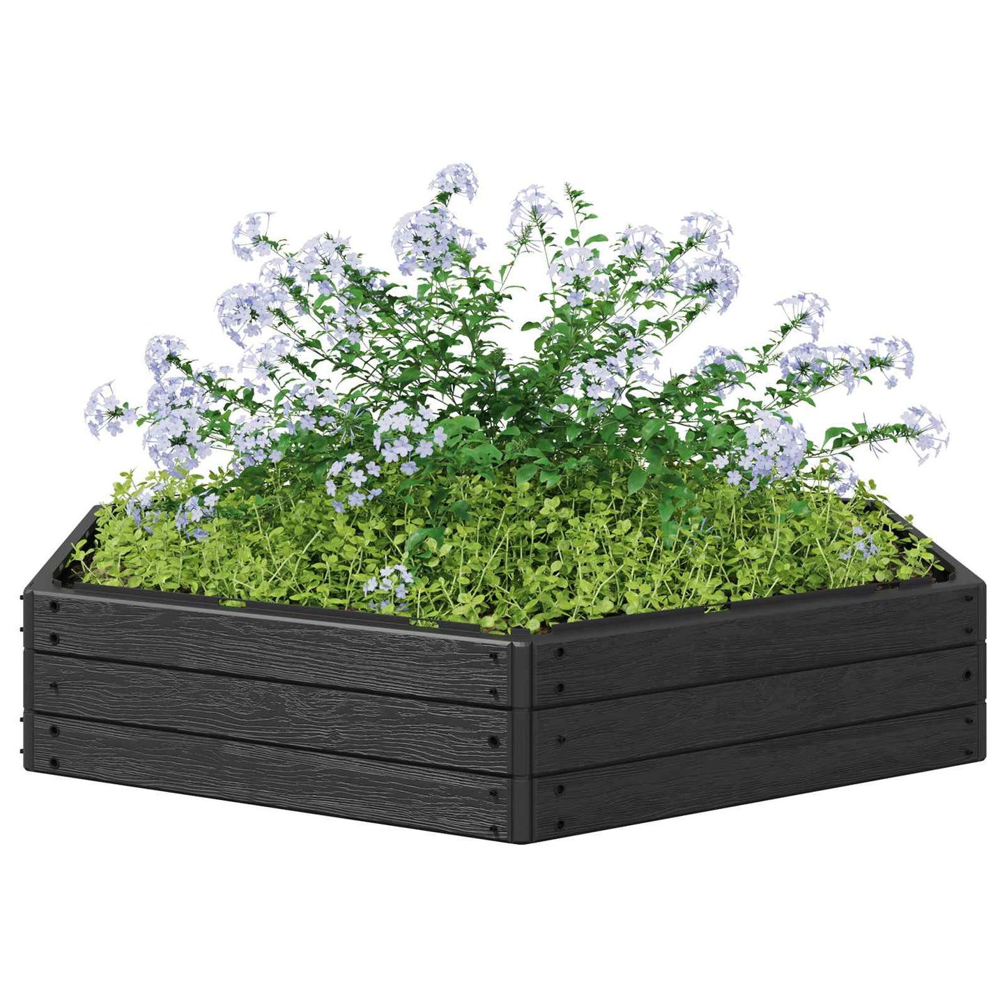 Hevet bed Svart 148 x 129 x 25 cm PP