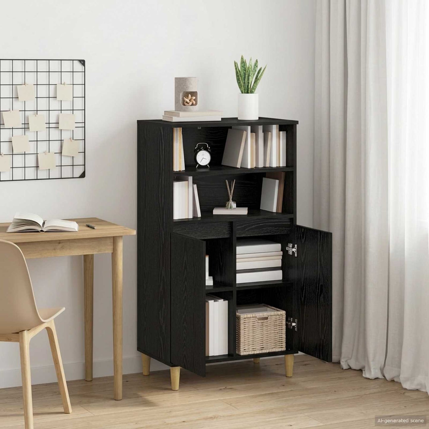 Høyskap Svart eik 60 x 36 x 110 cm Konstruert tre
