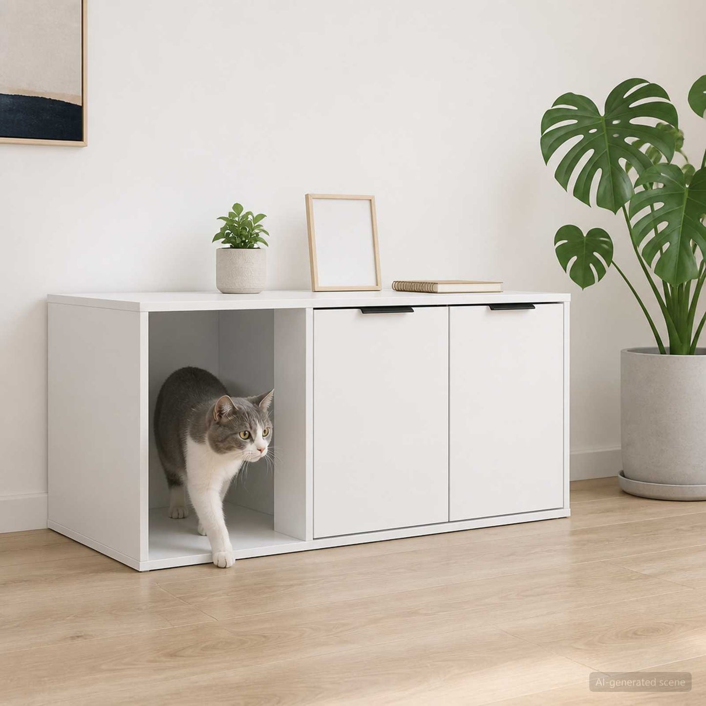Katt bur møbel Hvit 100 x 49 x 45 cm Konstruert tre