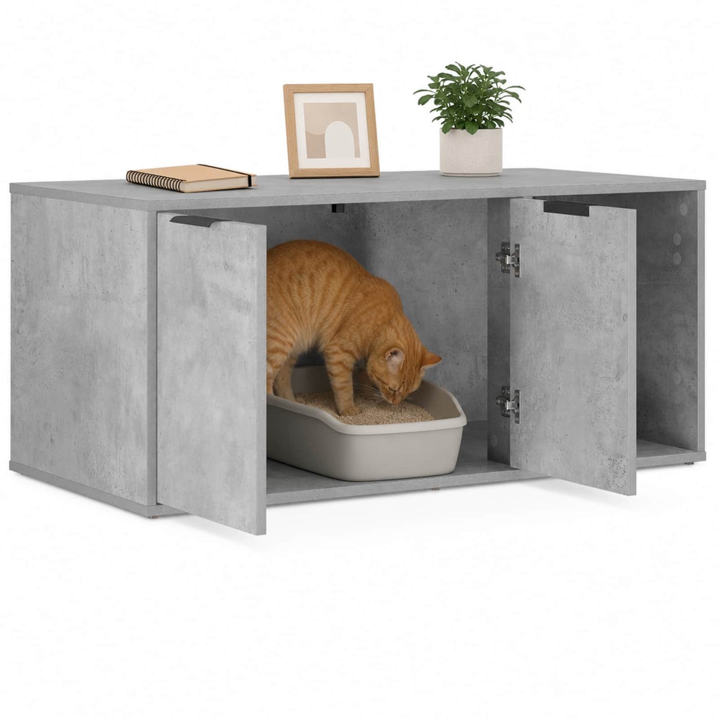 Katt bur møbel Betonggrå 100 x 49 x 45 cm Konstruert tre