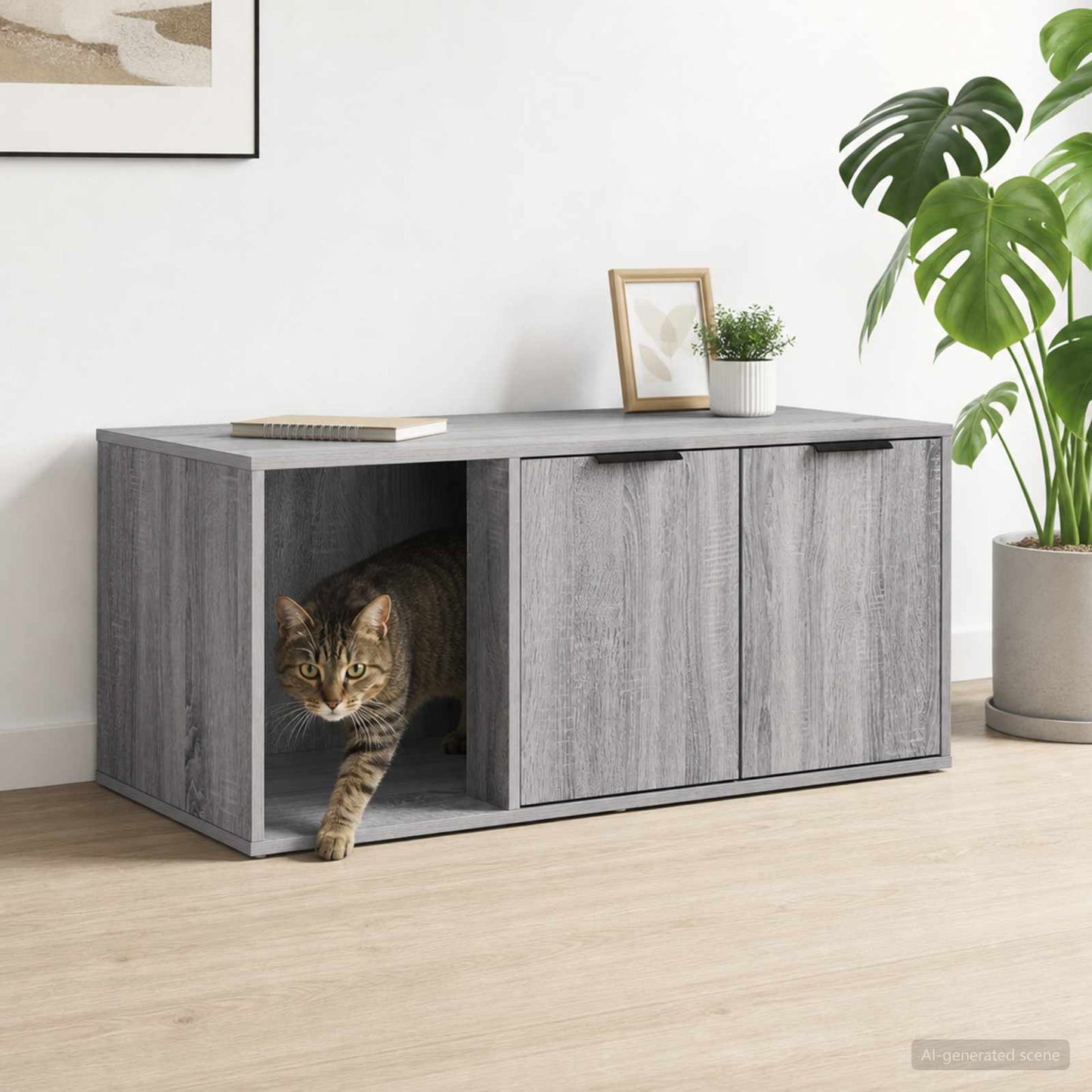 Katt bur møbel Grå Sonoma 100 x 49 x 45 cm Konstruert tre