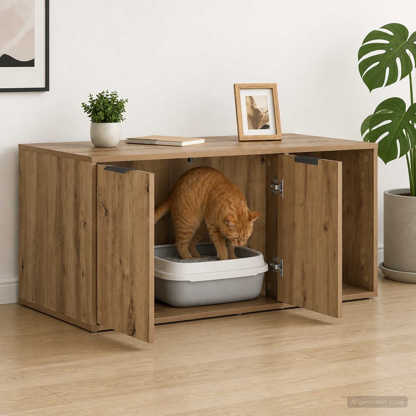 Katt bur møbel Artisan eik 100 x 49 x 45 cm Konstruert tre