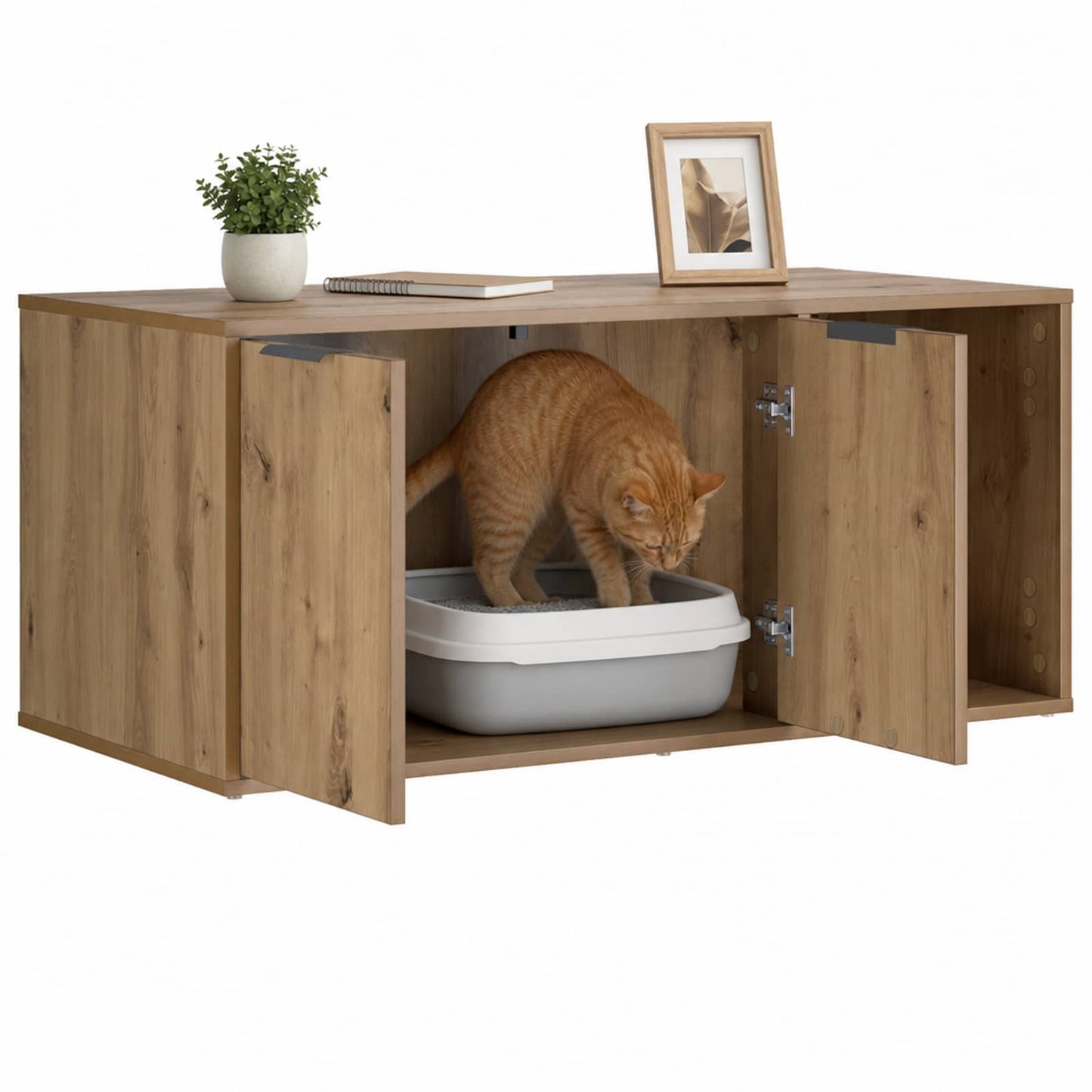 Katt bur møbel Artisan eik 100 x 49 x 45 cm Konstruert tre