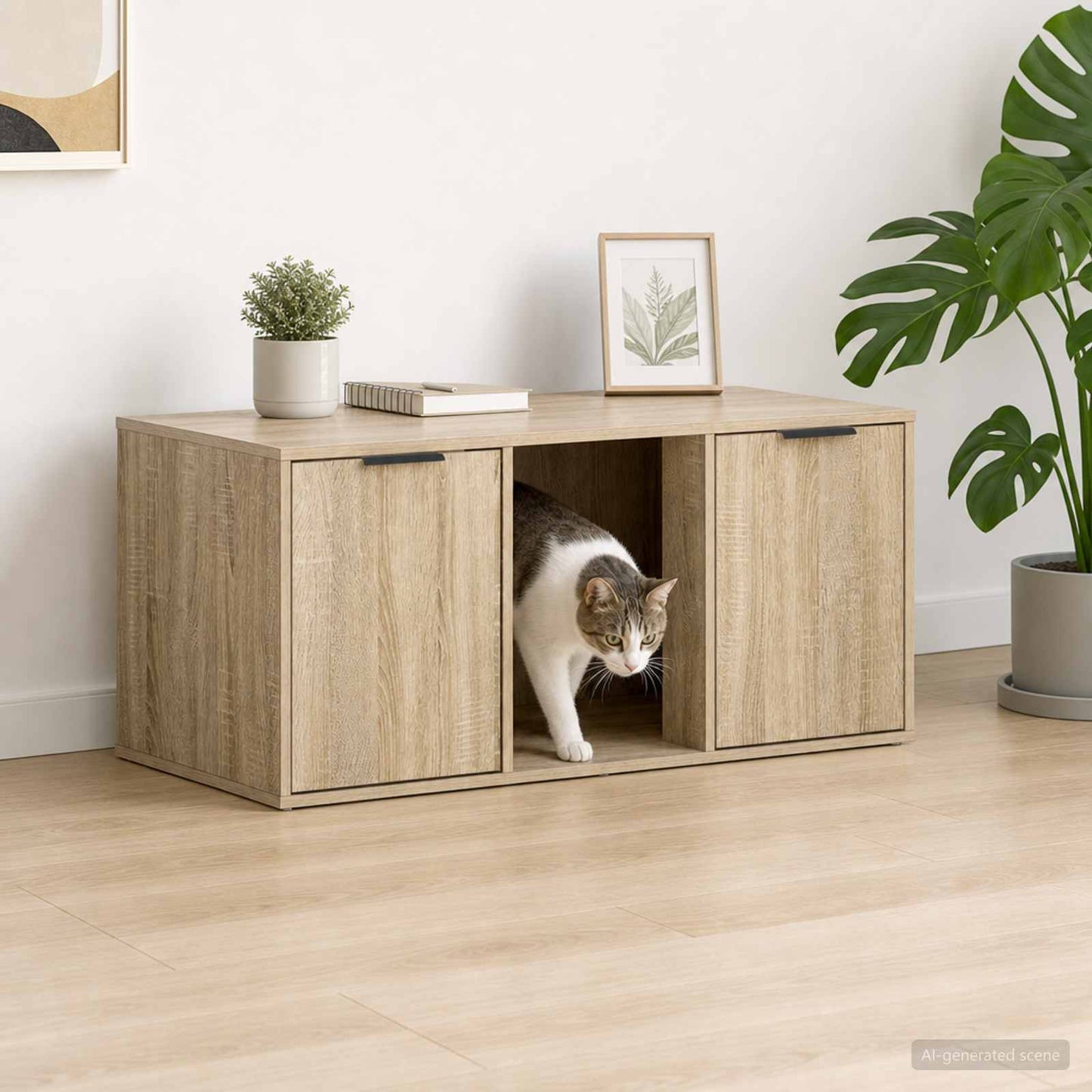 Katt bur møbel Sonoma eik 100 x 49 x 45 cm Konstruert tre